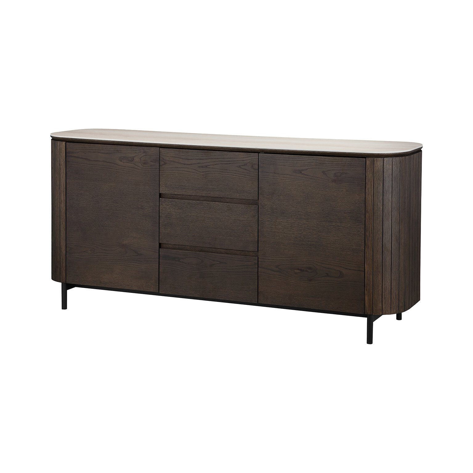 Richmond Dressoir Ritz Eiken en travertin, 180cm - Bruin
