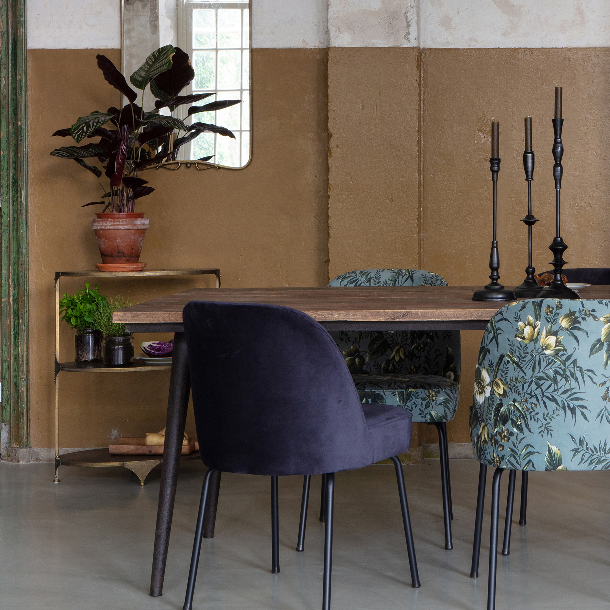 WOOOD Eetkamerstoel 'Vogue Poppy' Velvet, kleur Grijs