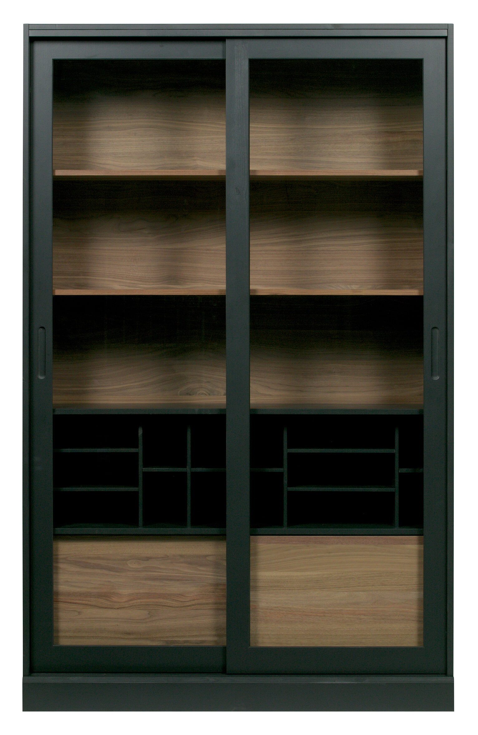 WOOOD Vitrinekast 'James' Grenen, 200 x 125cm, kleur Zwart