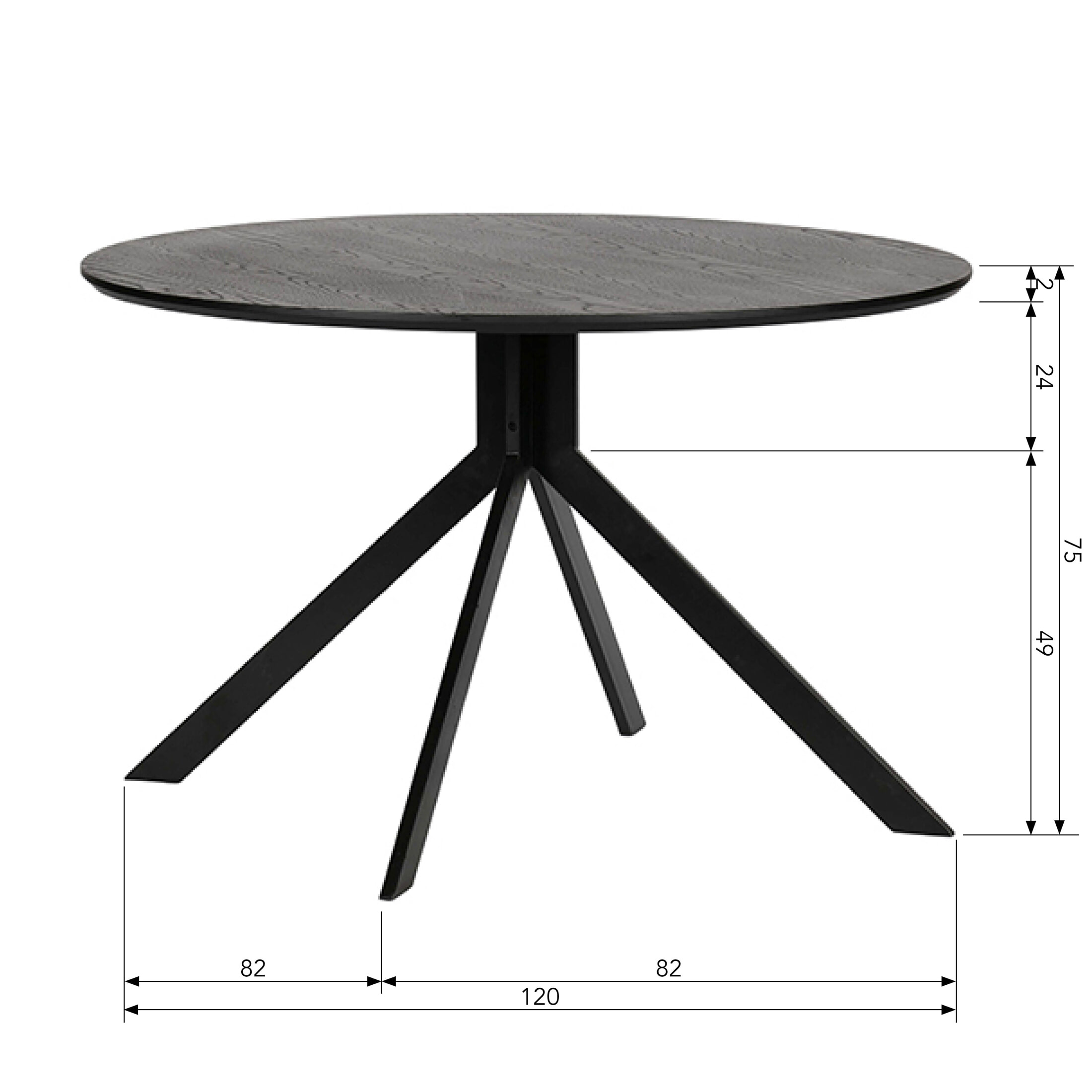 WOOOD Ronde Eettafel 'Bruno' 120cm, kleur zwart