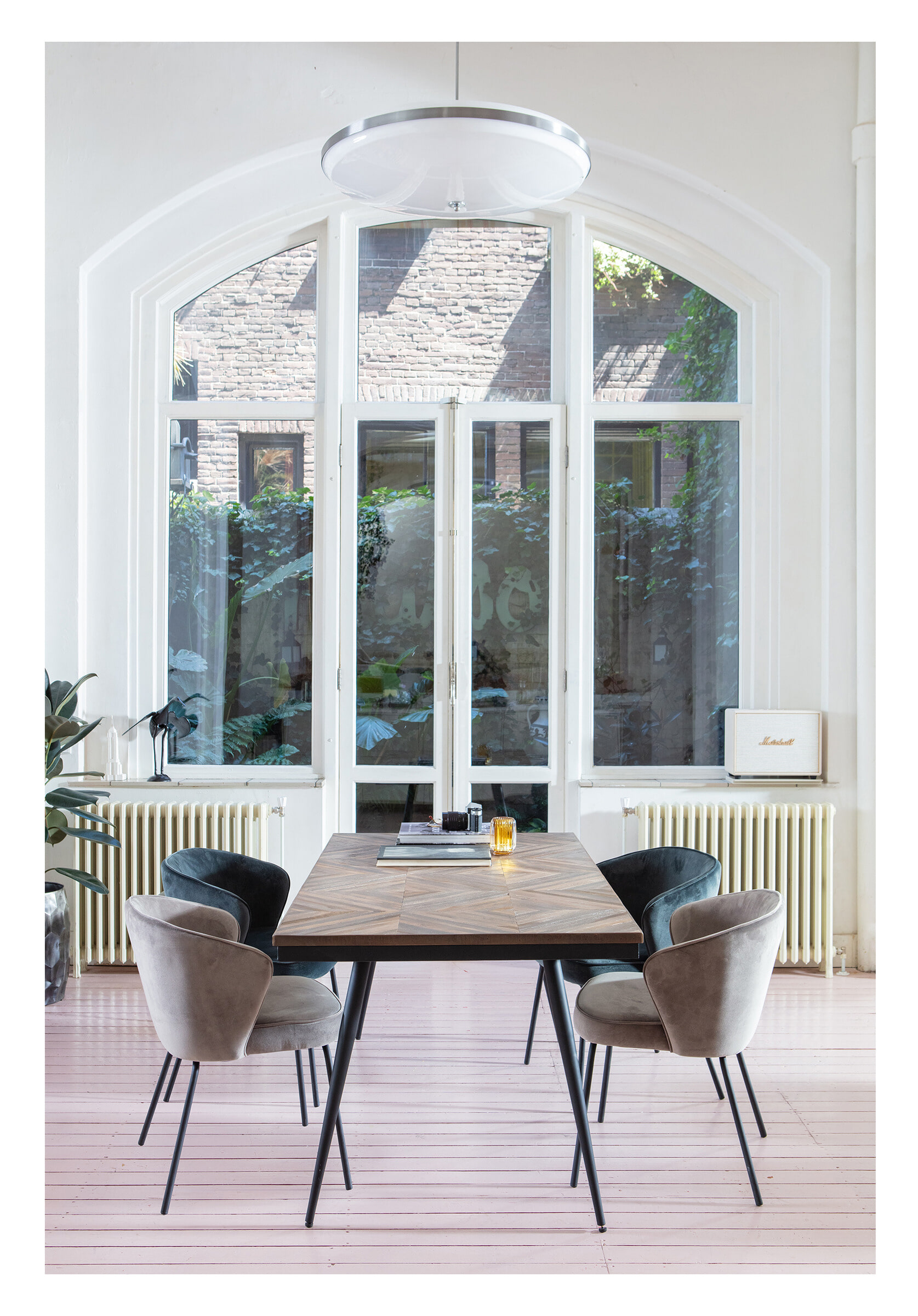 WOOOD Eetkamerstoel 'Admit' Velvet, kleur khaki