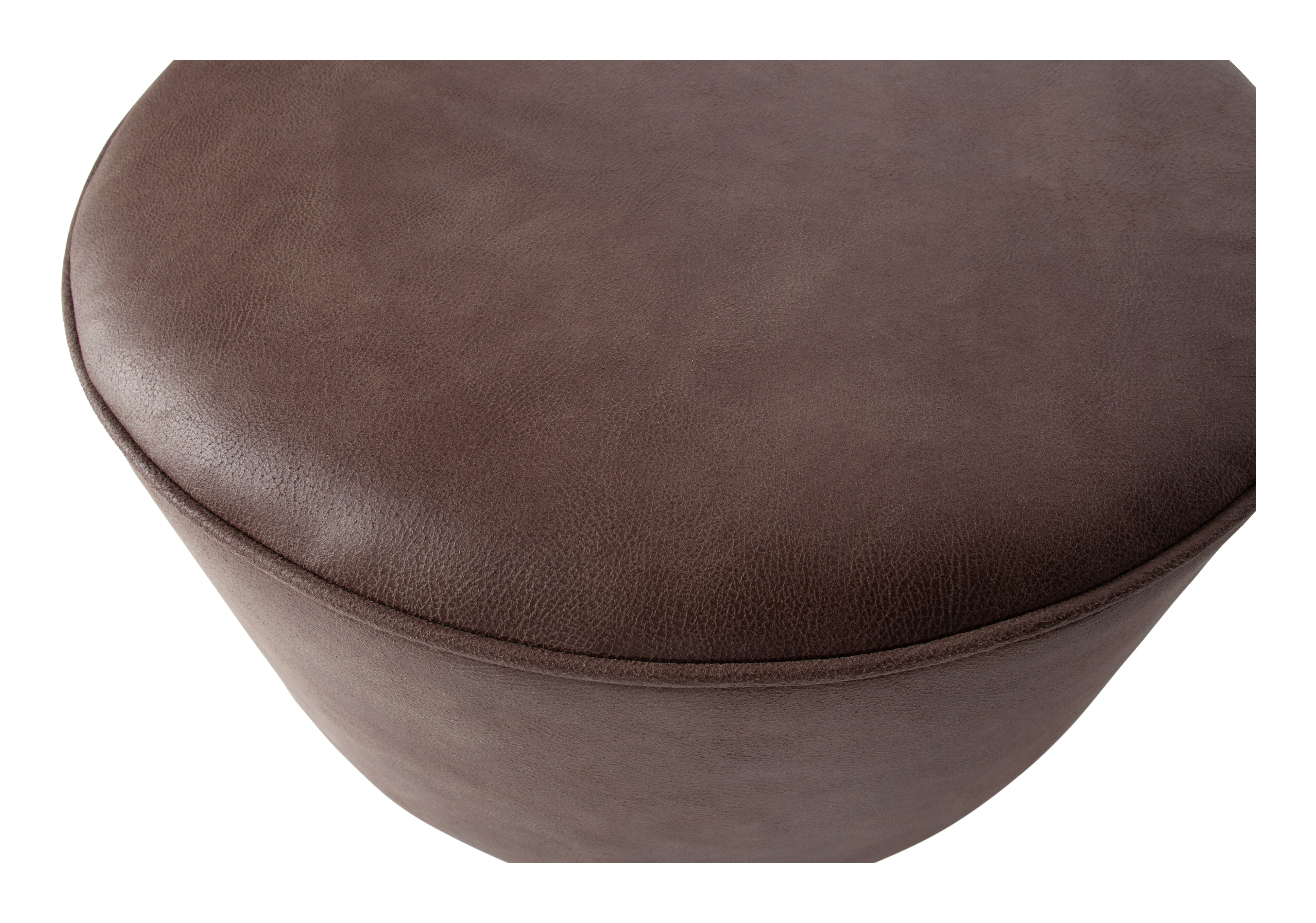 vtwonen Ronde Poef 'Coffee' Eco-leer 60cm, kleur Warm Bruin
