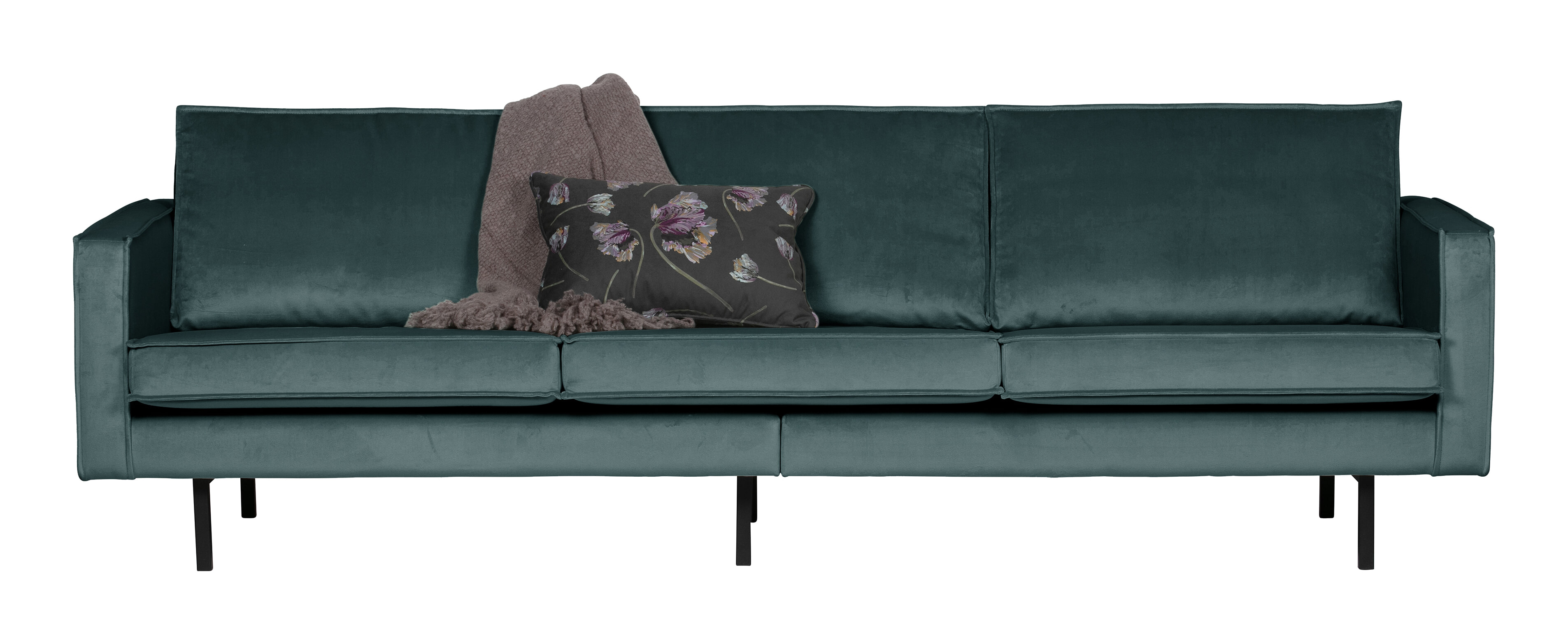 WOOOD Bank 3-zits 'Rodeo' Velvet, 277cm, kleur Blauwgroen