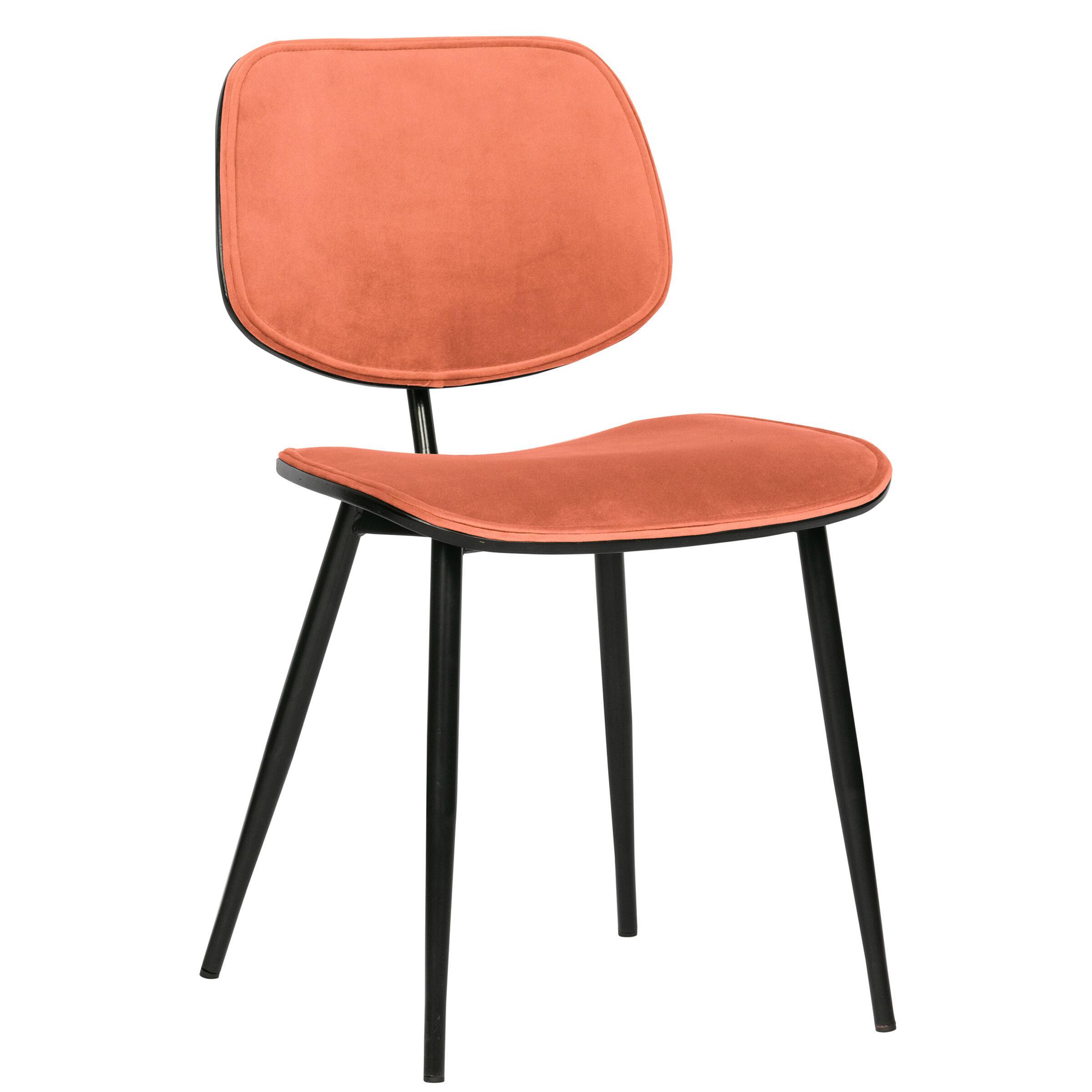 WOOOD Eetkamerstoel 'Jackie' Velvet, kleur Koraal WOOOD Eetkamerstoel 'Jackie' Velvet, kleur Koraal