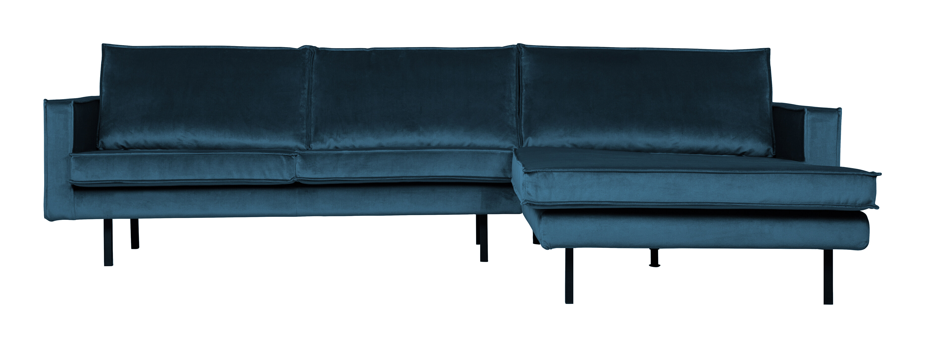 BePureHome Loungebank 'Rodeo' Rechts, Velvet, kleur Blauw BePureHome Loungebank 'Rodeo' Rechts, Velvet, kleur Blauw