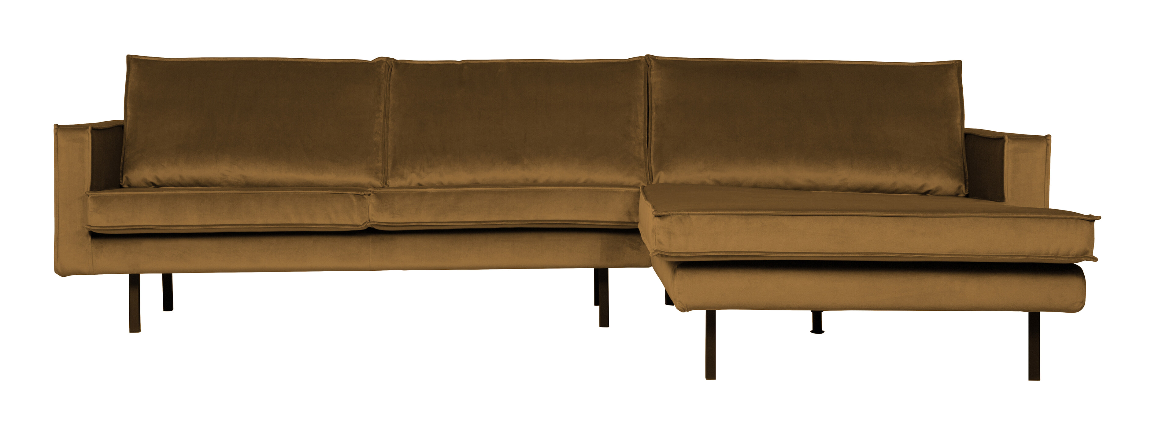 BePureHome Loungebank 'Rodeo' Rechts, Velvet, kleur Honing Geel BePureHome Loungebank 'Rodeo' Rechts, Velvet, kleur Honing Geel
