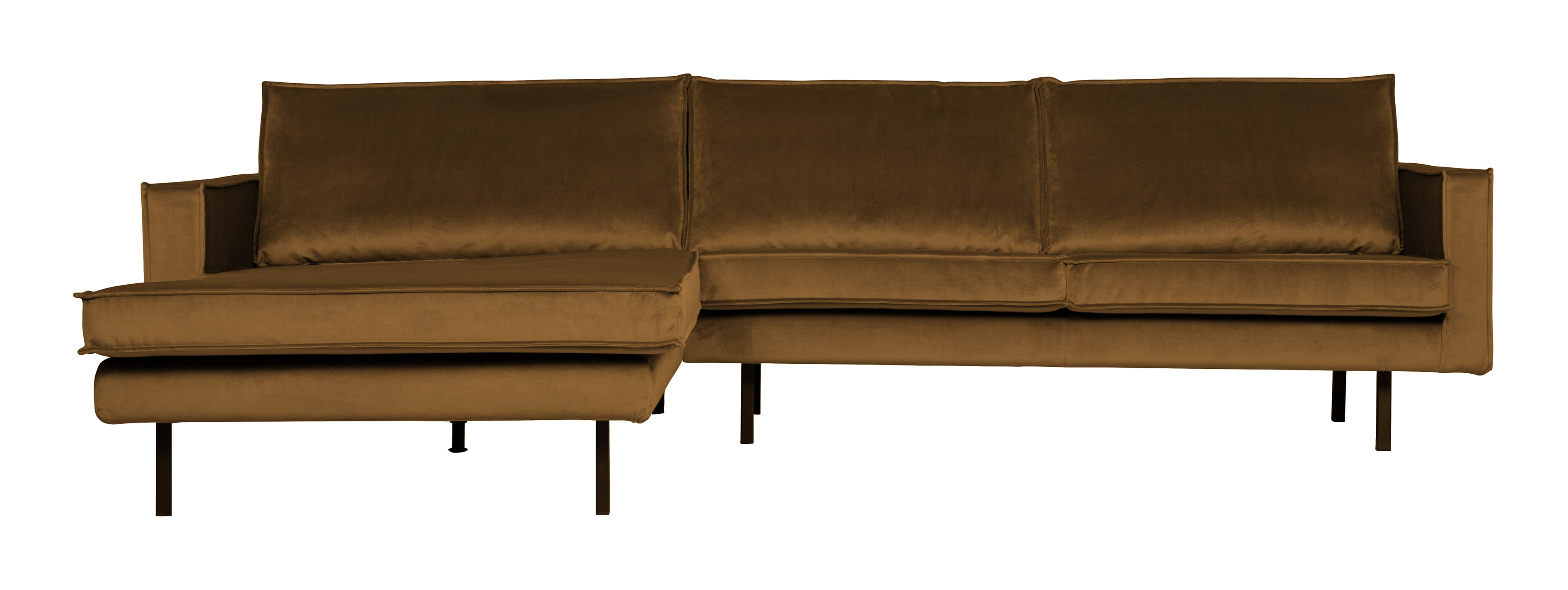 BePureHome Loungebank 'Rodeo' Links, Velvet, kleur Honing Geel BePureHome Loungebank 'Rodeo' Links, Velvet, kleur Honing Geel