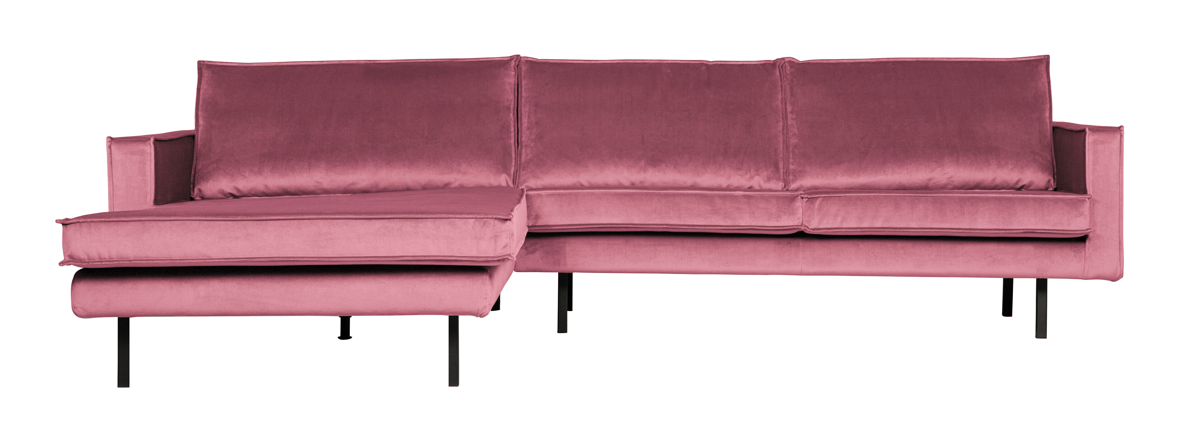 BePureHome Loungebank 'Rodeo' Links, Velvet, kleur Roze BePureHome Loungebank 'Rodeo' Links, Velvet, kleur Roze