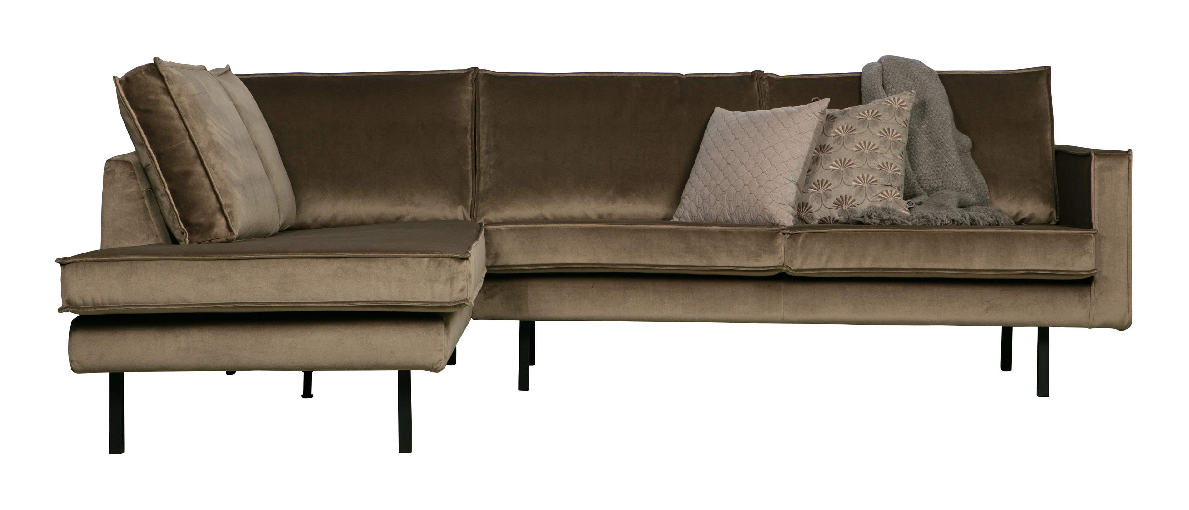 WOOOD Hoekbank 'Rodeo' Links, Velvet, kleur Taupe