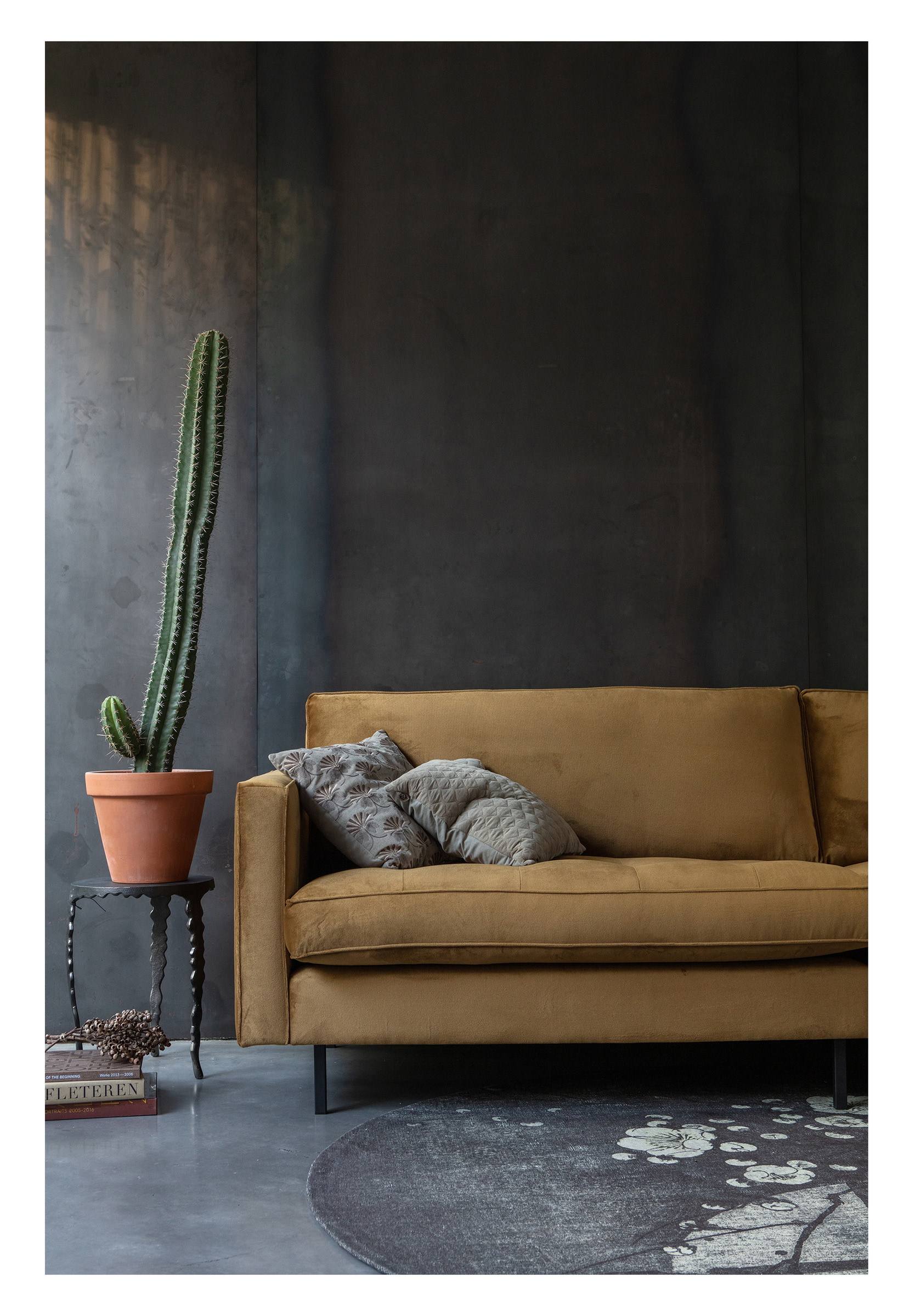 WOOOD Bank 'Rodeo' 3-zits, Velvet, kleur Honing Geel