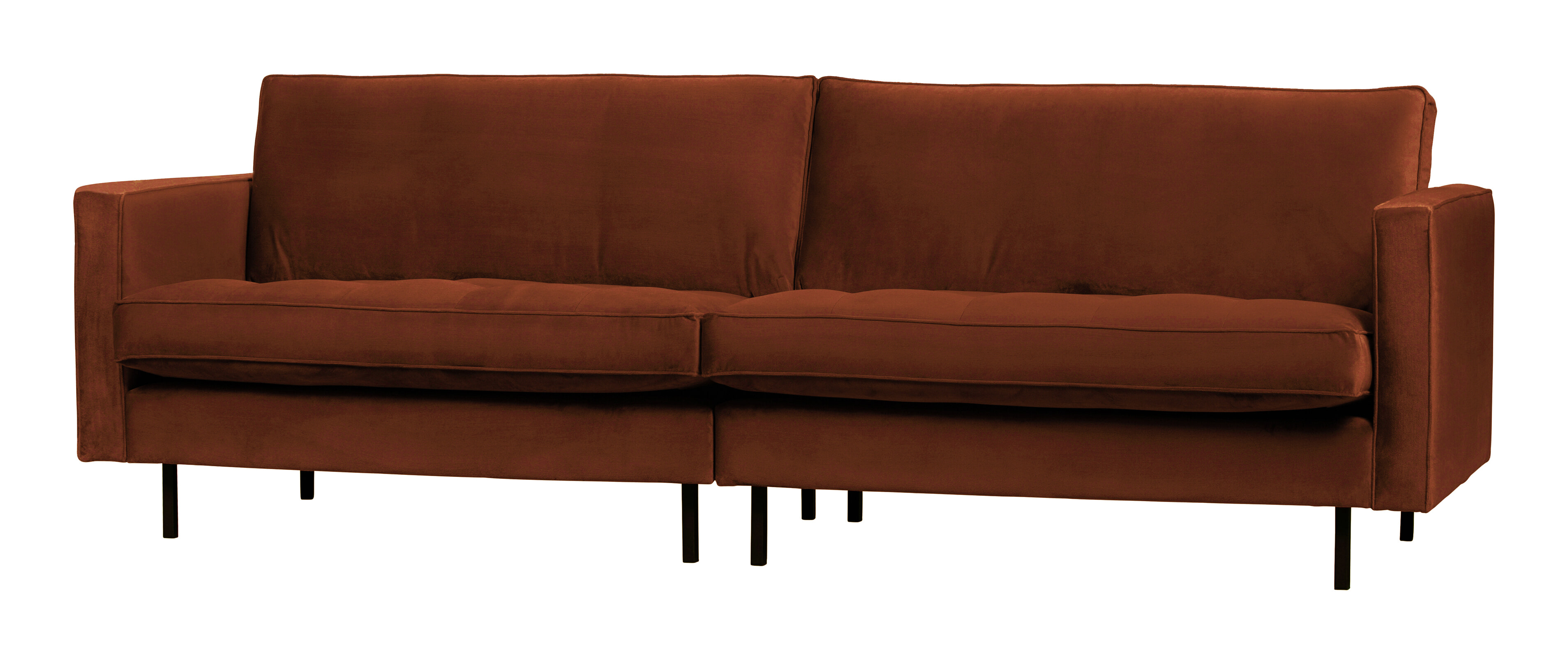 WOOOD Bank 'Rodeo' 3-zits, Velvet, kleur Roestbruin