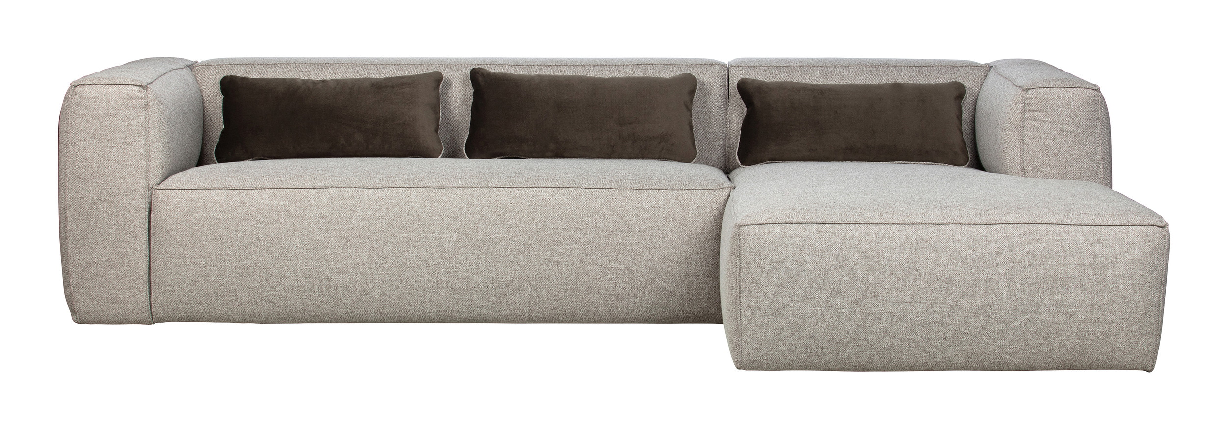 WOOOD Loungebank 'Bean' Rechts, Melange, kleur Lichtgrijs
