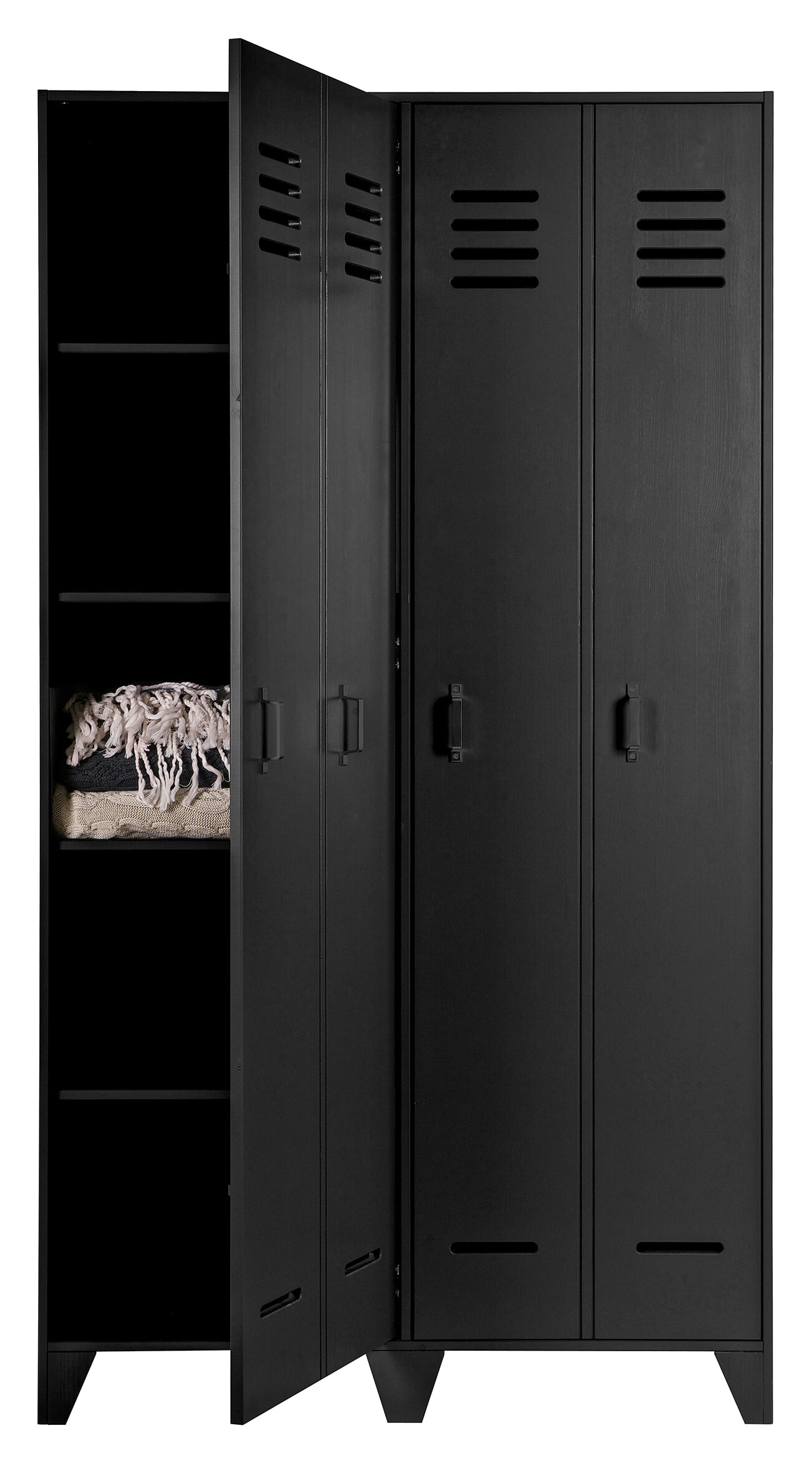 WOOOD Lockerkast Stijn 2-deurs, kleur Zwart - 378586-GOZ • Sohome