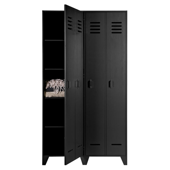 WOOOD Lockerkast 'Stijn' 2-deurs, kleur Zwart