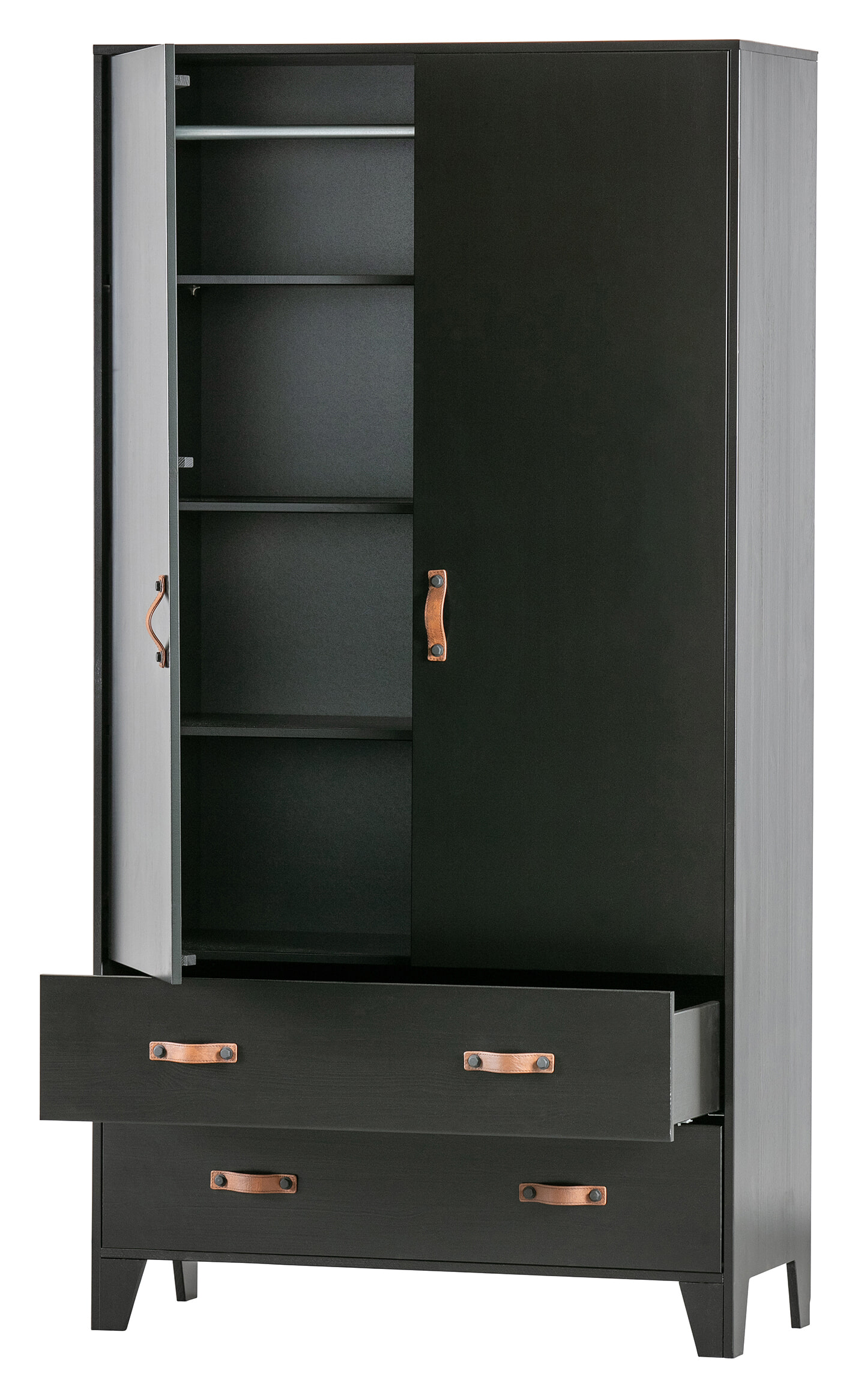 WOOOD Kledingkast 'Dian' 180 x 94cm, kleur Diep Zwart