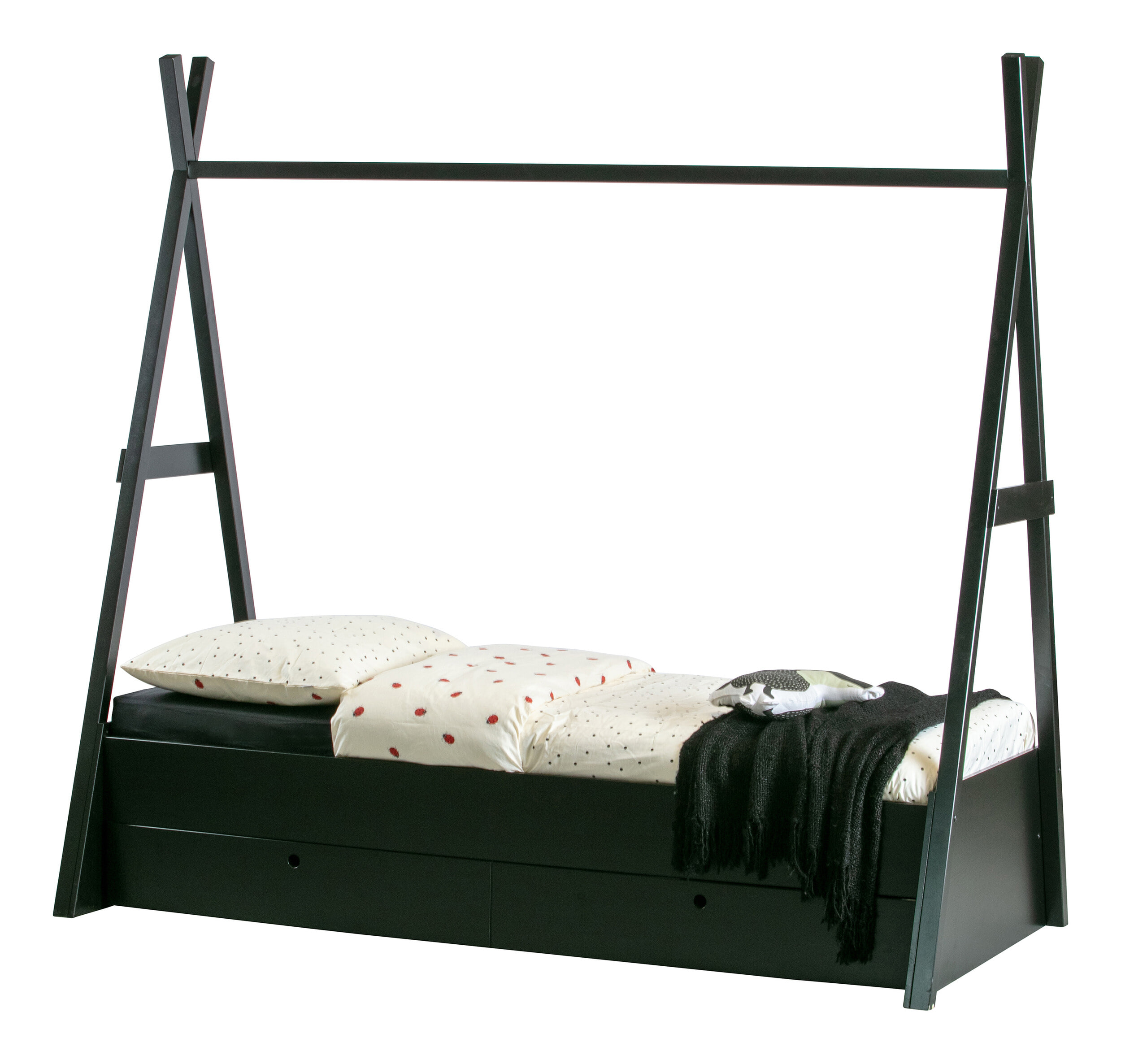WOOOD Bedlade 'Joep', kleur Zwart