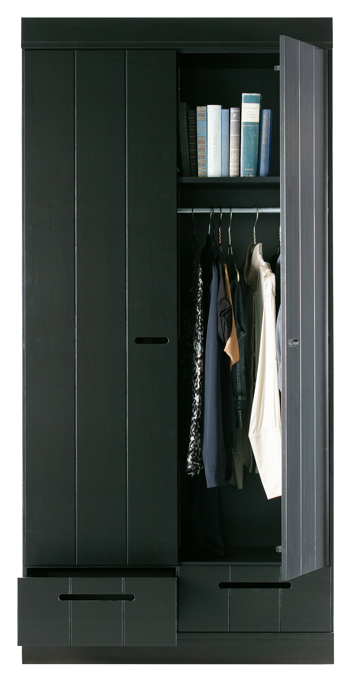 WOOOD Kledingkast 'Connect' 2 deuren en 2 laden, kleur Zwart