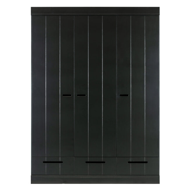 Kledingkast Connect deuren en 3 laden, kleur Zwart - • Sohome