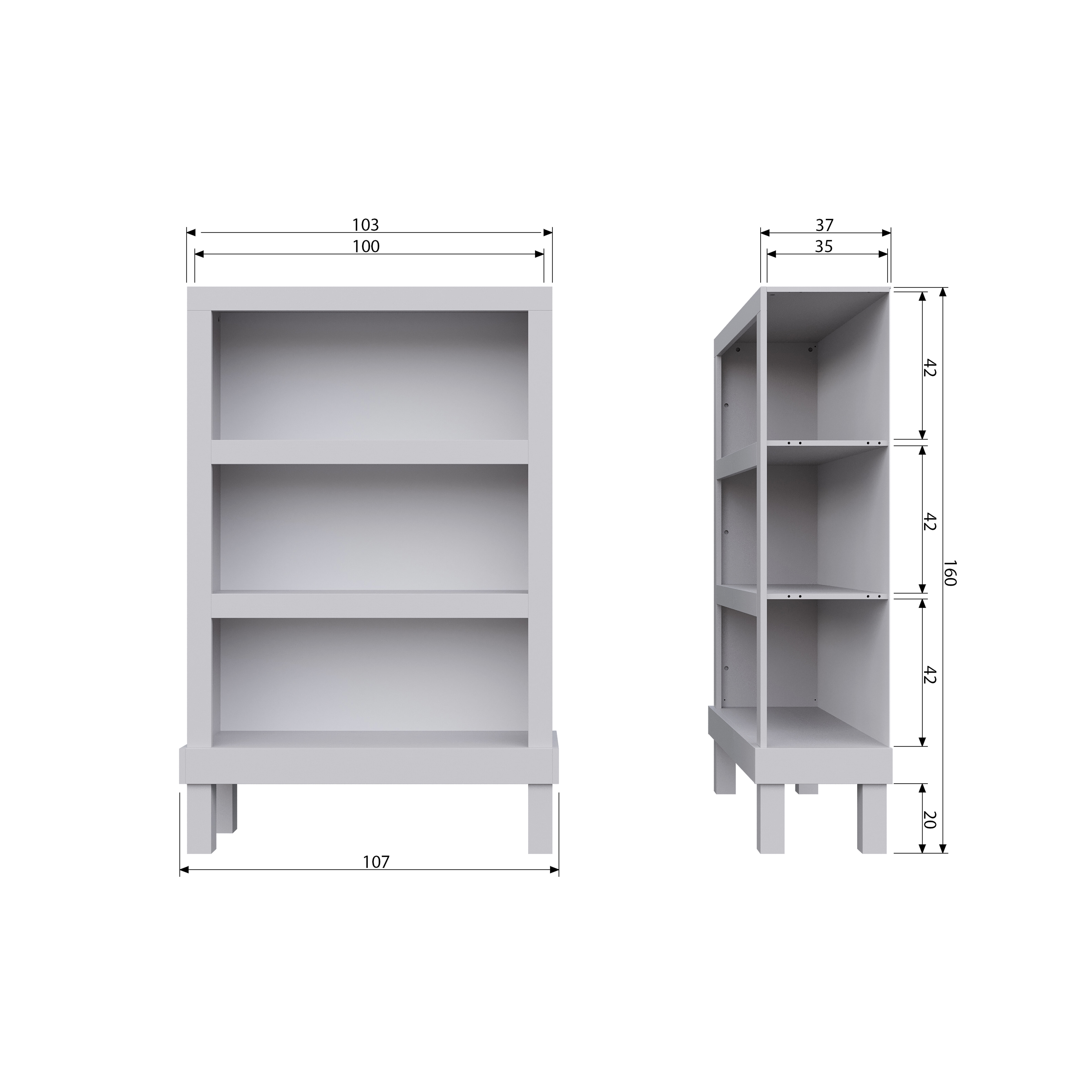WOOOD Wandkast 'Bonk' Grenen, 160 x 107cm, kleur Mist