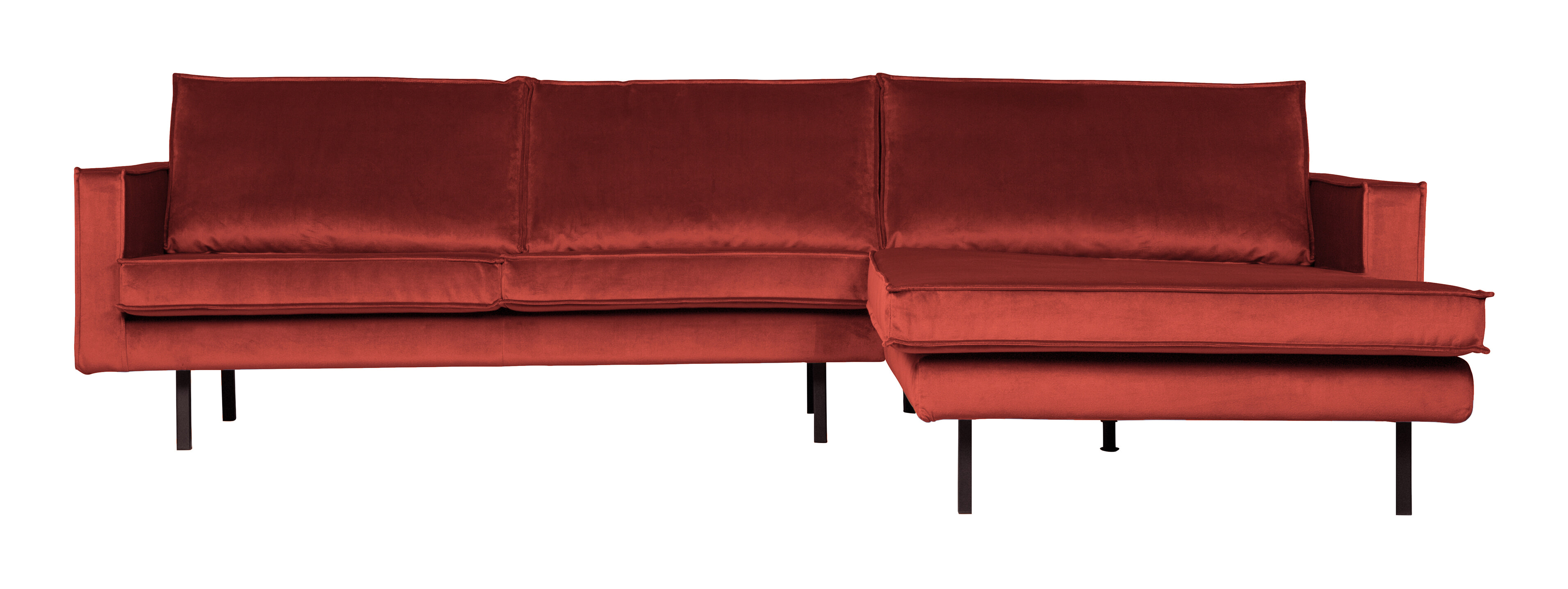 BePureHome Loungebank 'Rodeo' Rechts, Velvet, kleur Chestnut BePureHome Loungebank 'Rodeo' Rechts, Velvet, kleur Chestnut