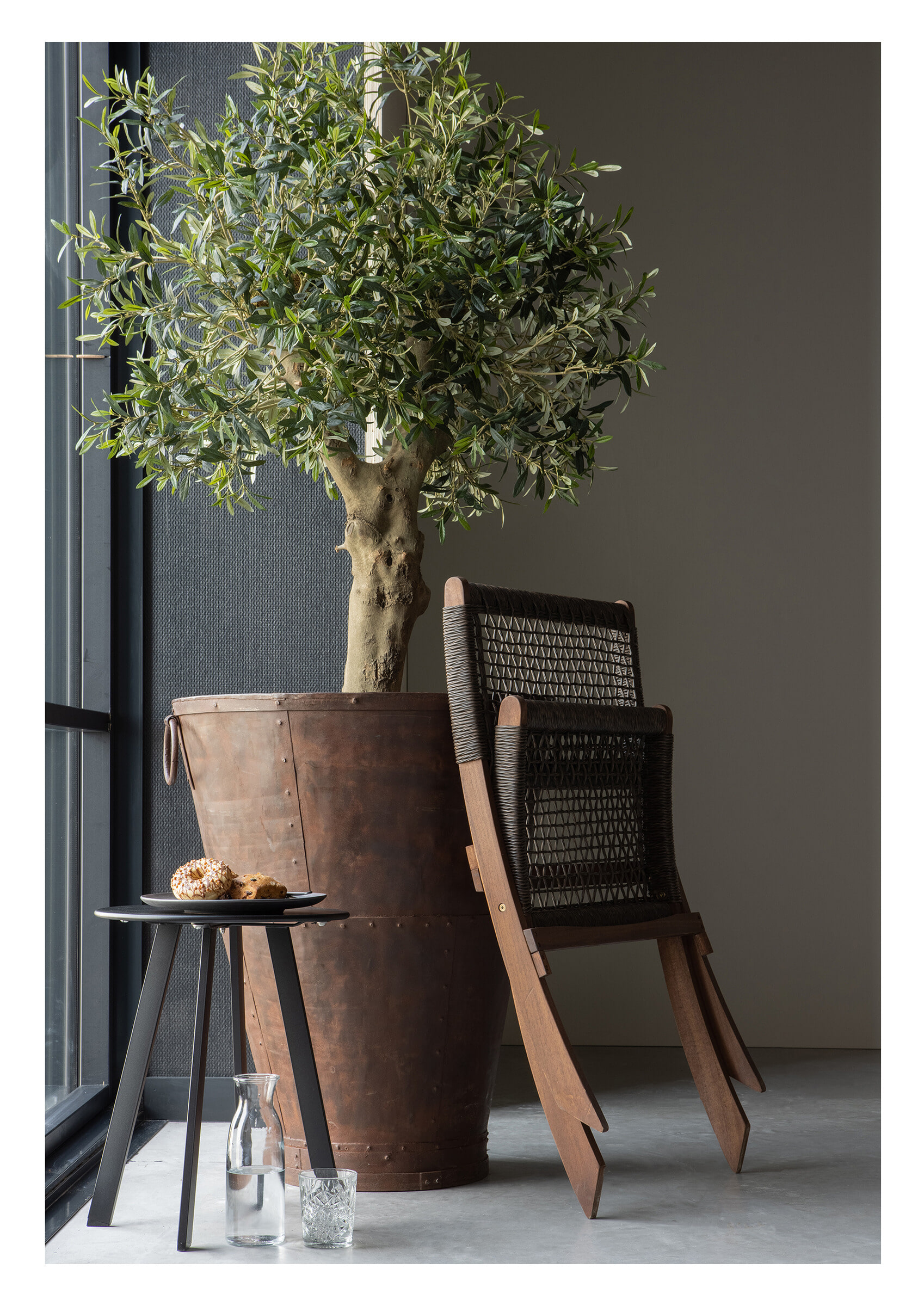 WOOOD Outdoor Bijzettafel 'Fer' Ø40cm, kleur Zwart