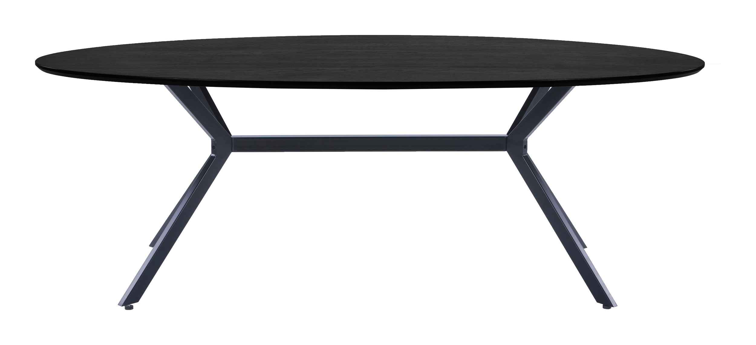 WOOOD Ovale Eettafel 'Bruno' 220 x 100cm, kleur zwart