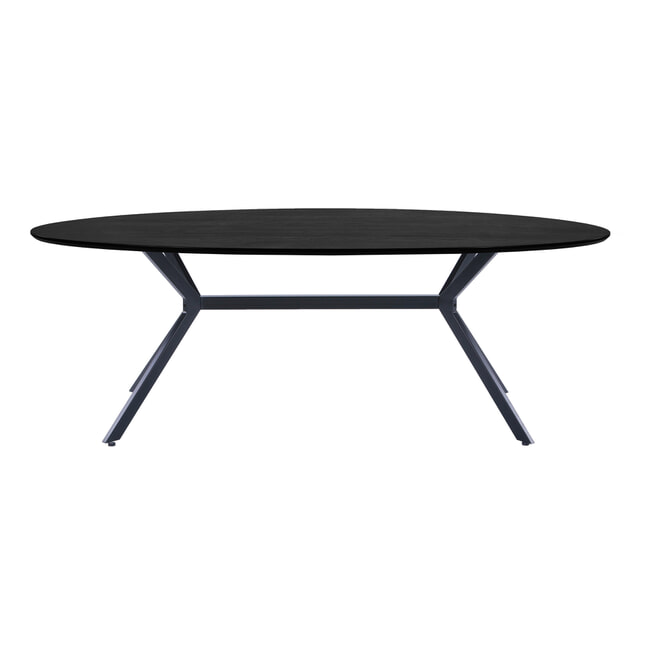 WOOOD Ovale Eettafel 'Bruno' 220 x 100cm, kleur zwart