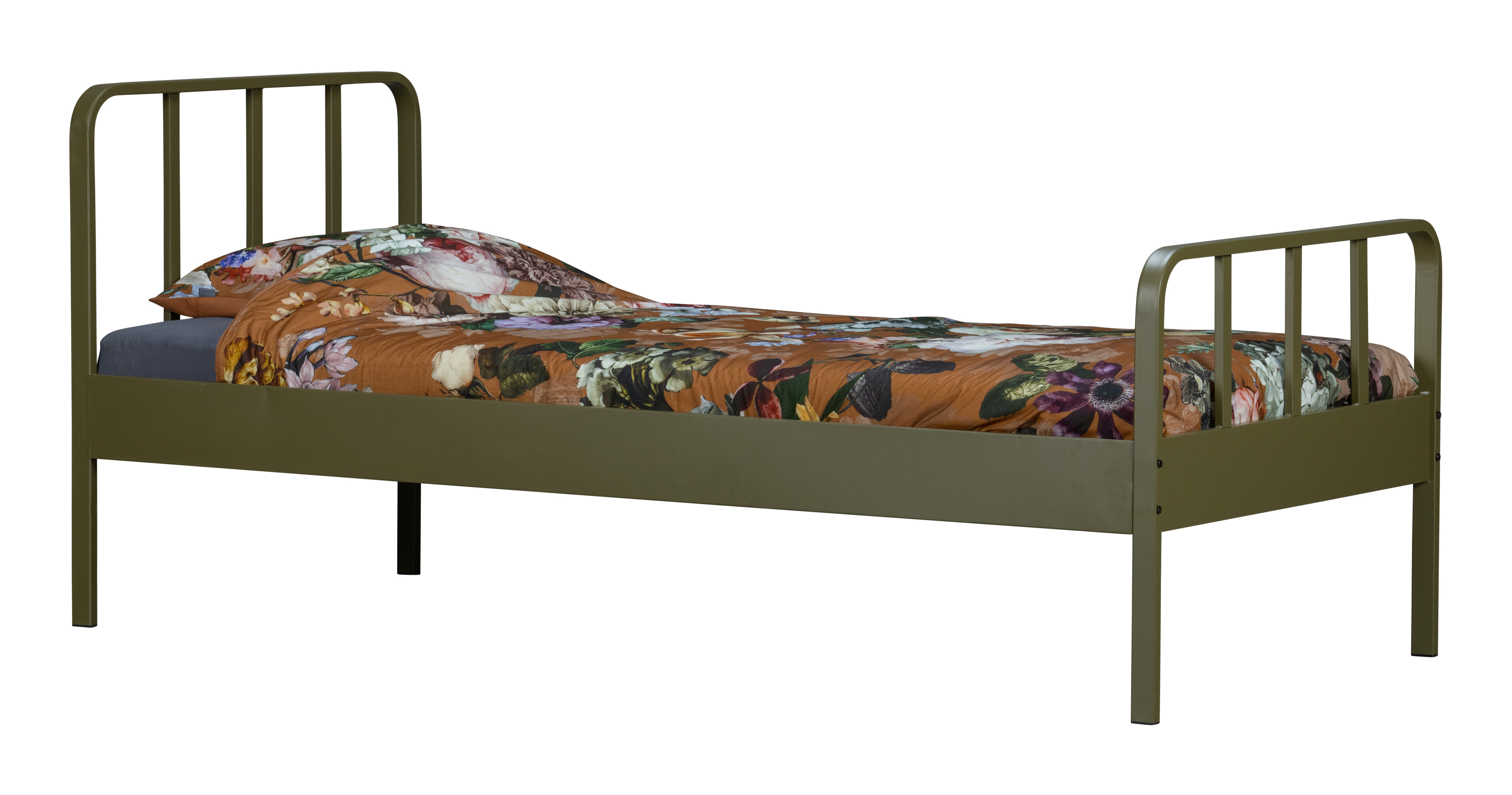 WOOOD Bed 'Mees' 90 x 200cm, kleur Army
