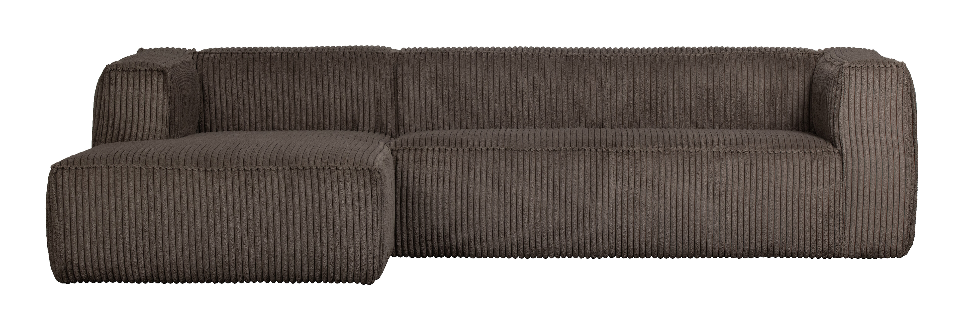 WOOOD Loungebank 'Bean' Links, Rib, kleur Mud