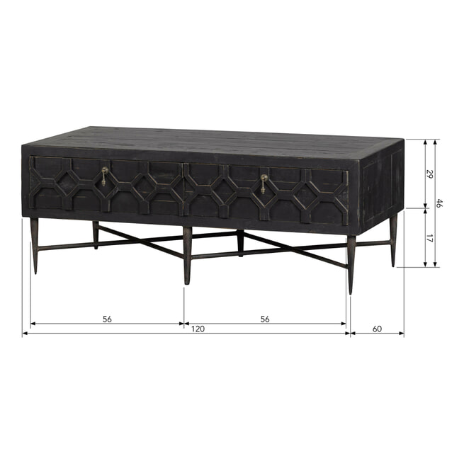 BePureHome Salontafel/TV-meubel 'Bequest' 120 x 60cm, kleur Zwart