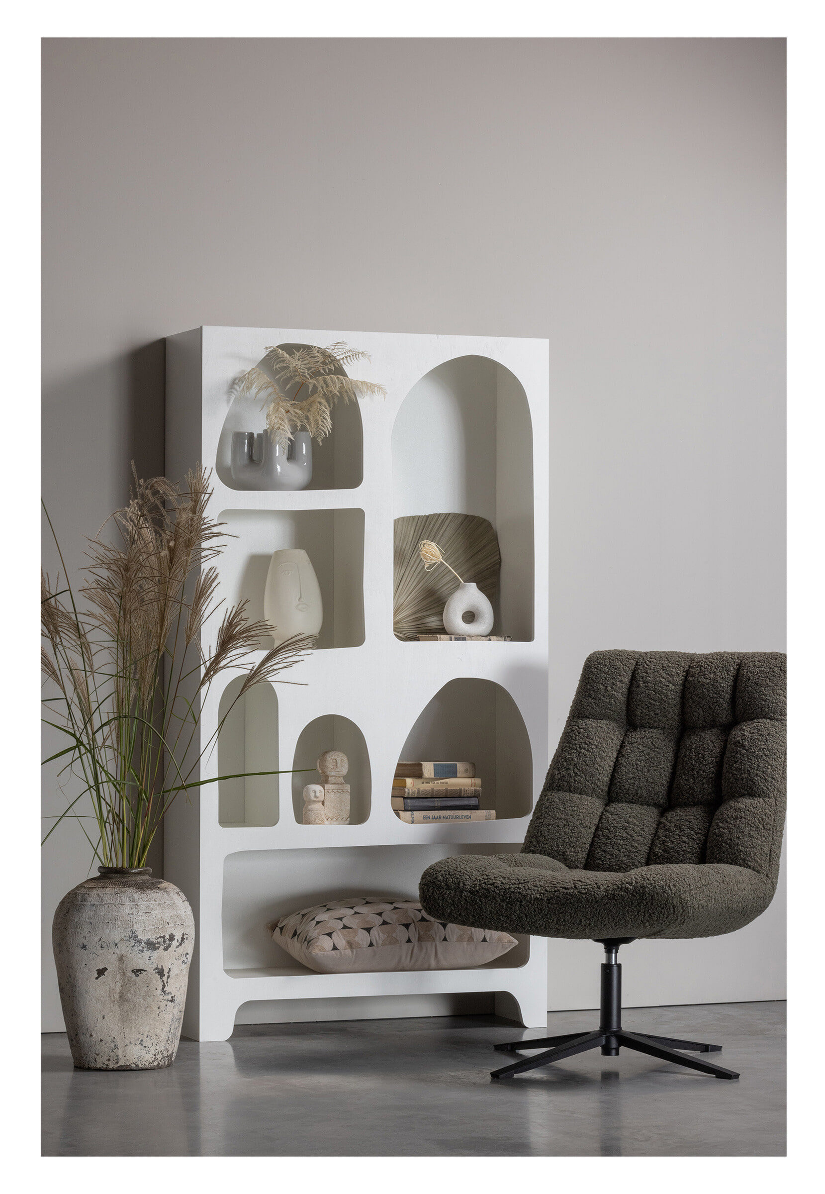WOOOD Draaifauteuil 'Job' Teddy, kleur Groen