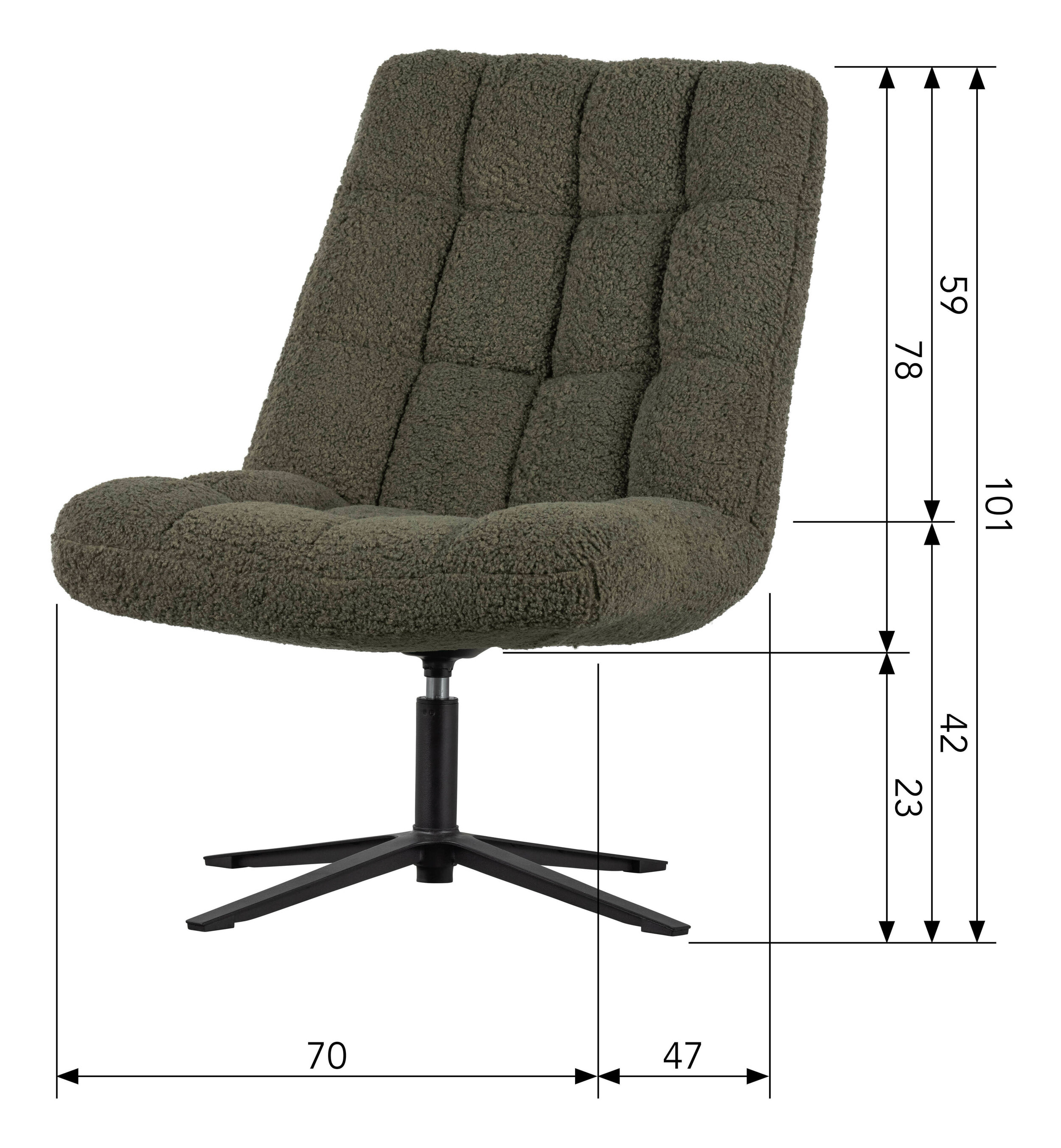 WOOOD Draaifauteuil 'Job' Teddy, kleur Groen