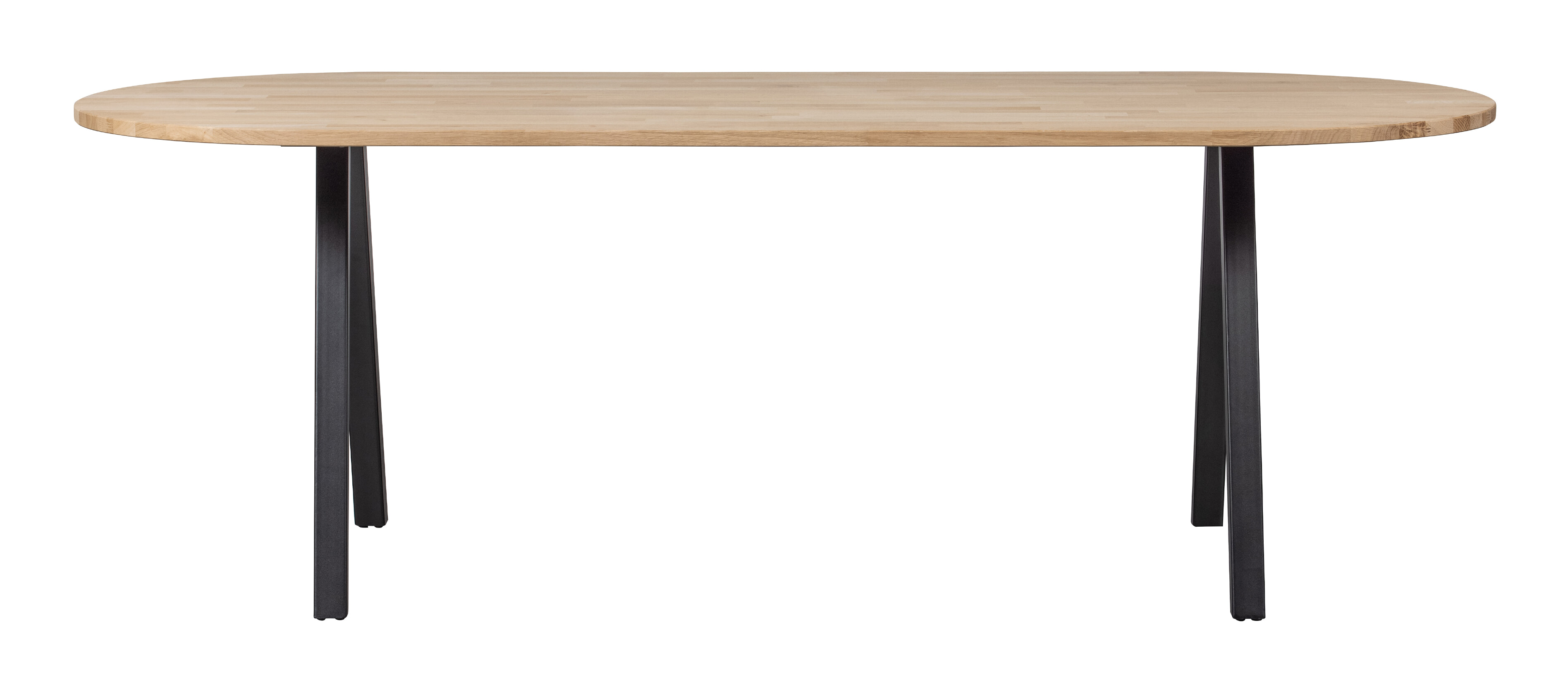 WOOOD Ovale Eettafel Tablo met 2-standen poot, 220 x 90cm - Onbehandeld - Ovaal
