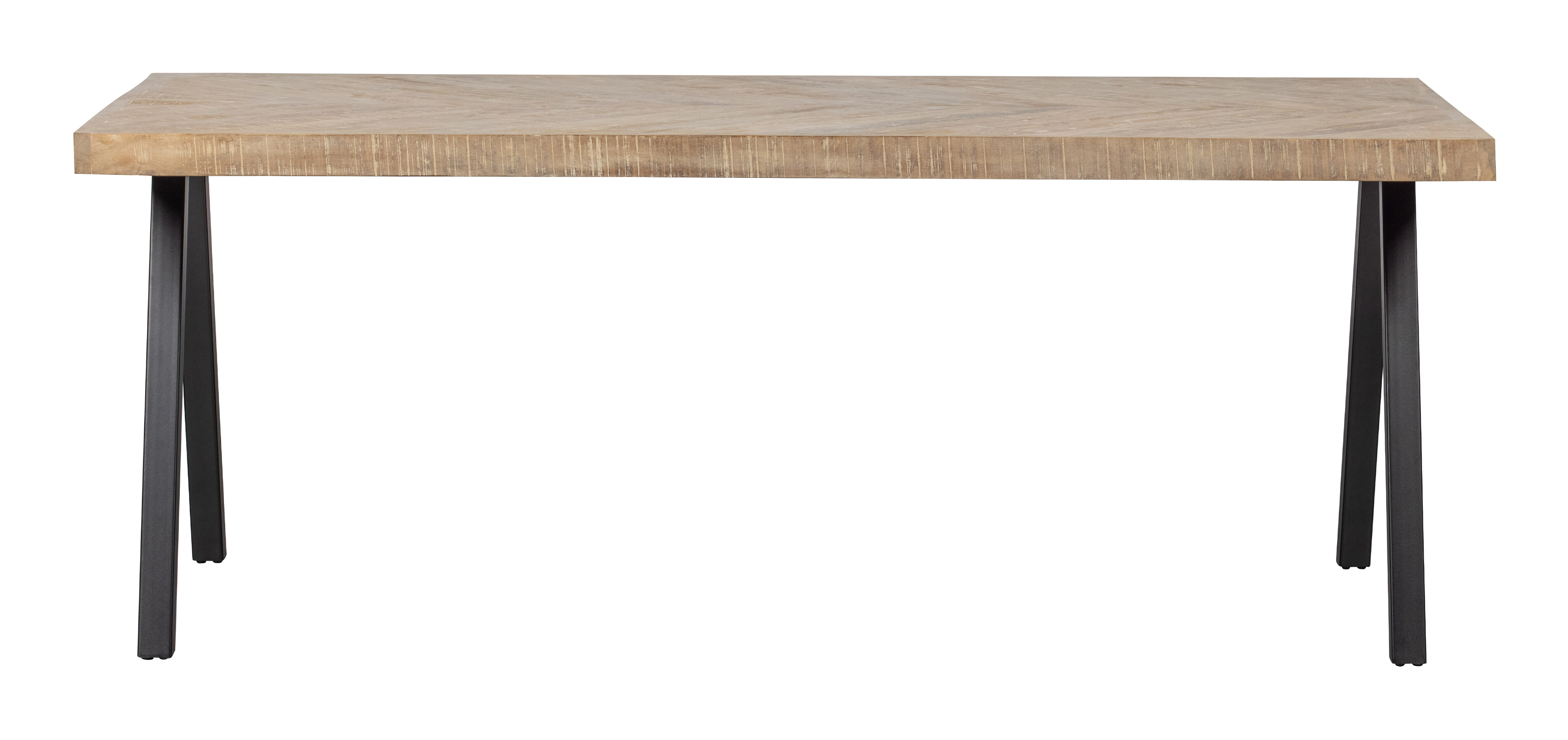 WOOOD Eettafel 'Tablo' Mangohout Visgraat, met 2-standen poot, 200 x 90cm