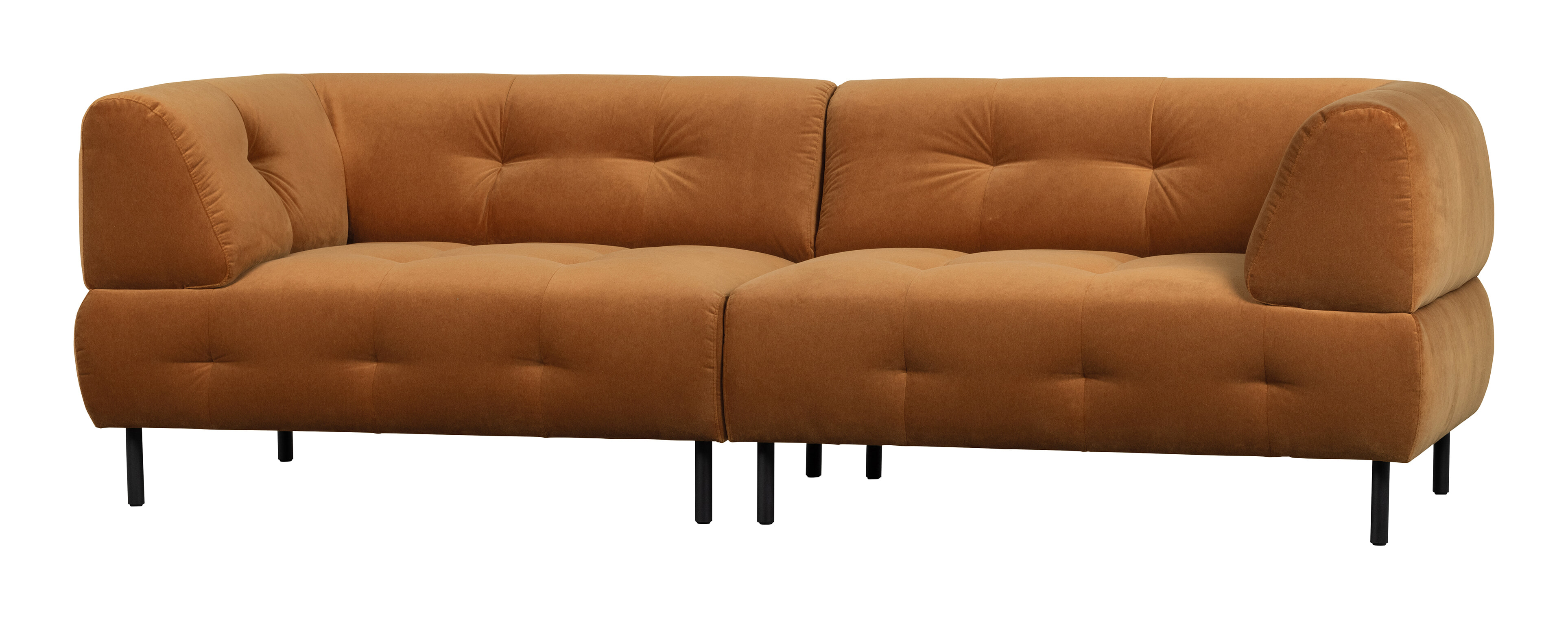 WOOOD Bank 'Lloyd' 4-zits, Velvet, kleur Cinnamon