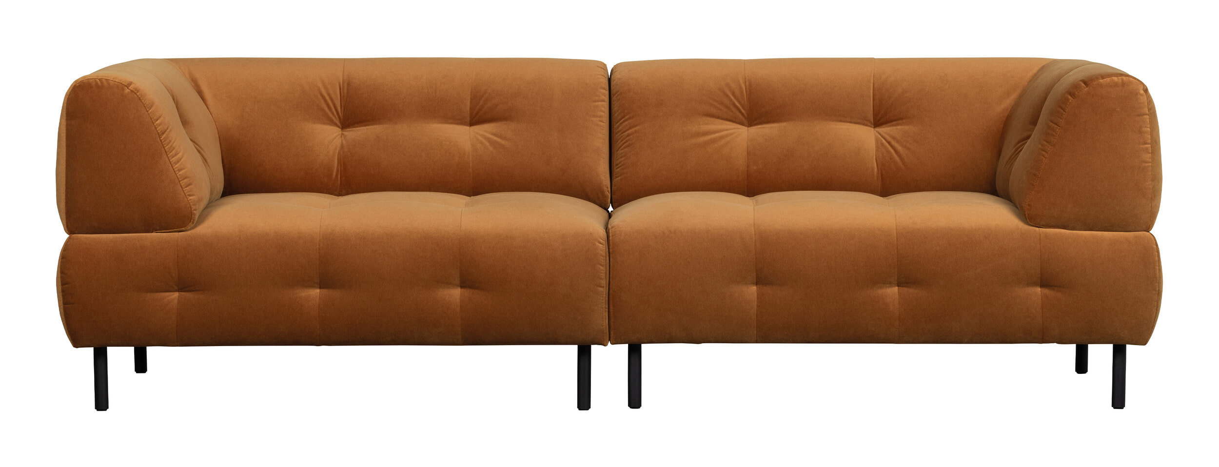 WOOOD Bank 'Lloyd' 4-zits, Velvet, kleur Cinnamon