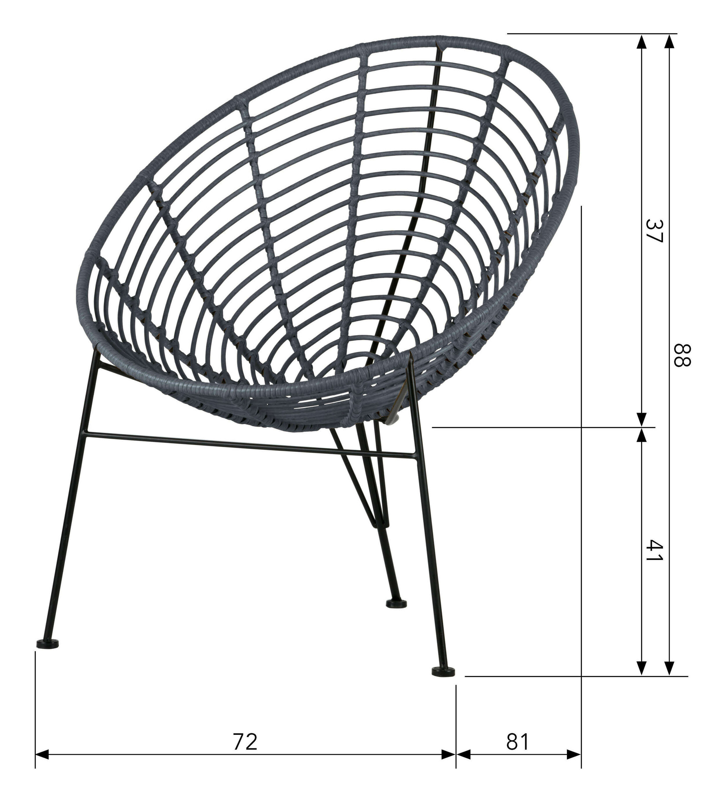 WOOOD Loungestoel 'Jane' kleur Inkt (Donkerblauw)