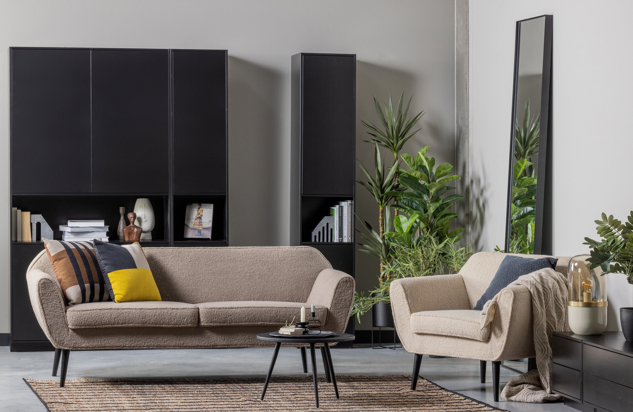 WOOOD Opbergkast 'Finca' Mat zwart, 210 x 40cm