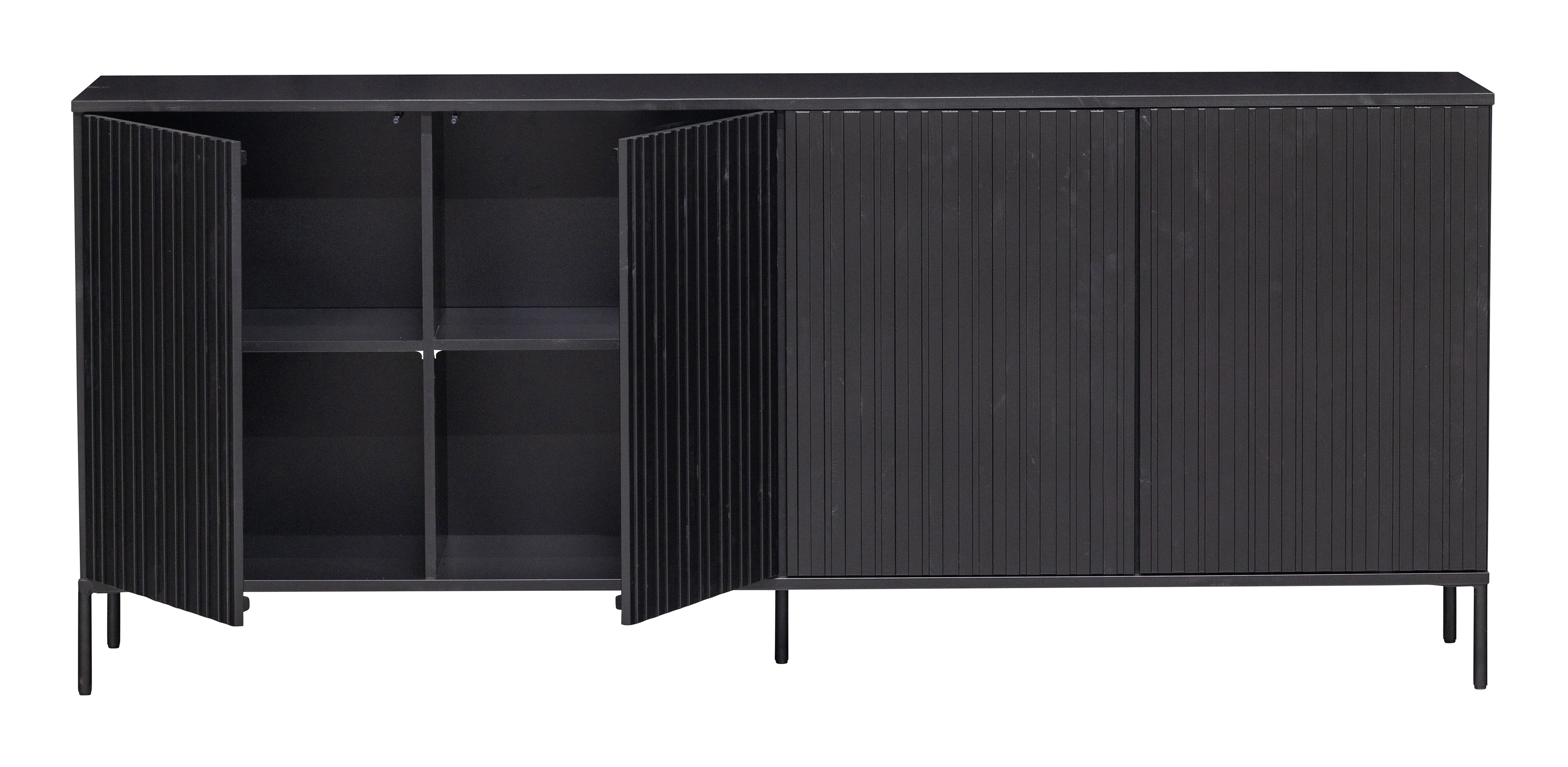WOOOD Dressoir 'New Gravure' Grenen, 200cm, kleur Zwart