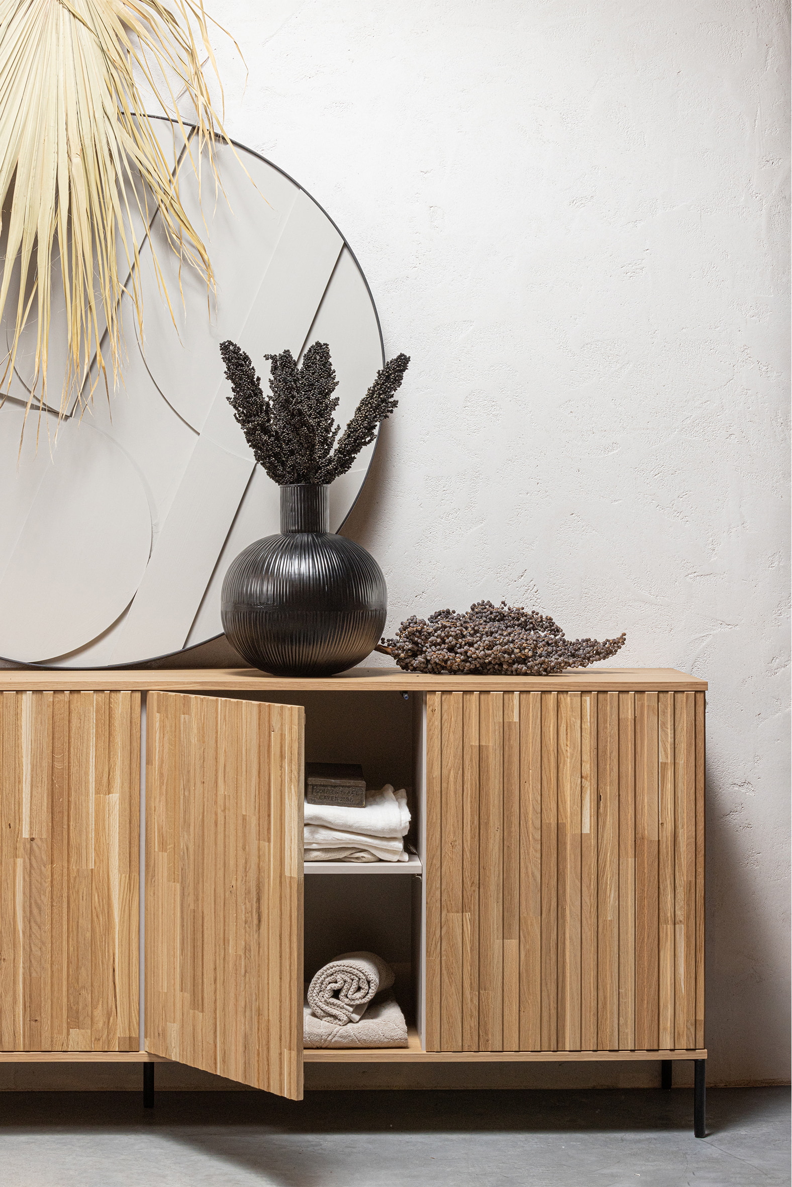 WOOOD Dressoir 'New Gravure' Eiken, 200cm, kleur Naturel