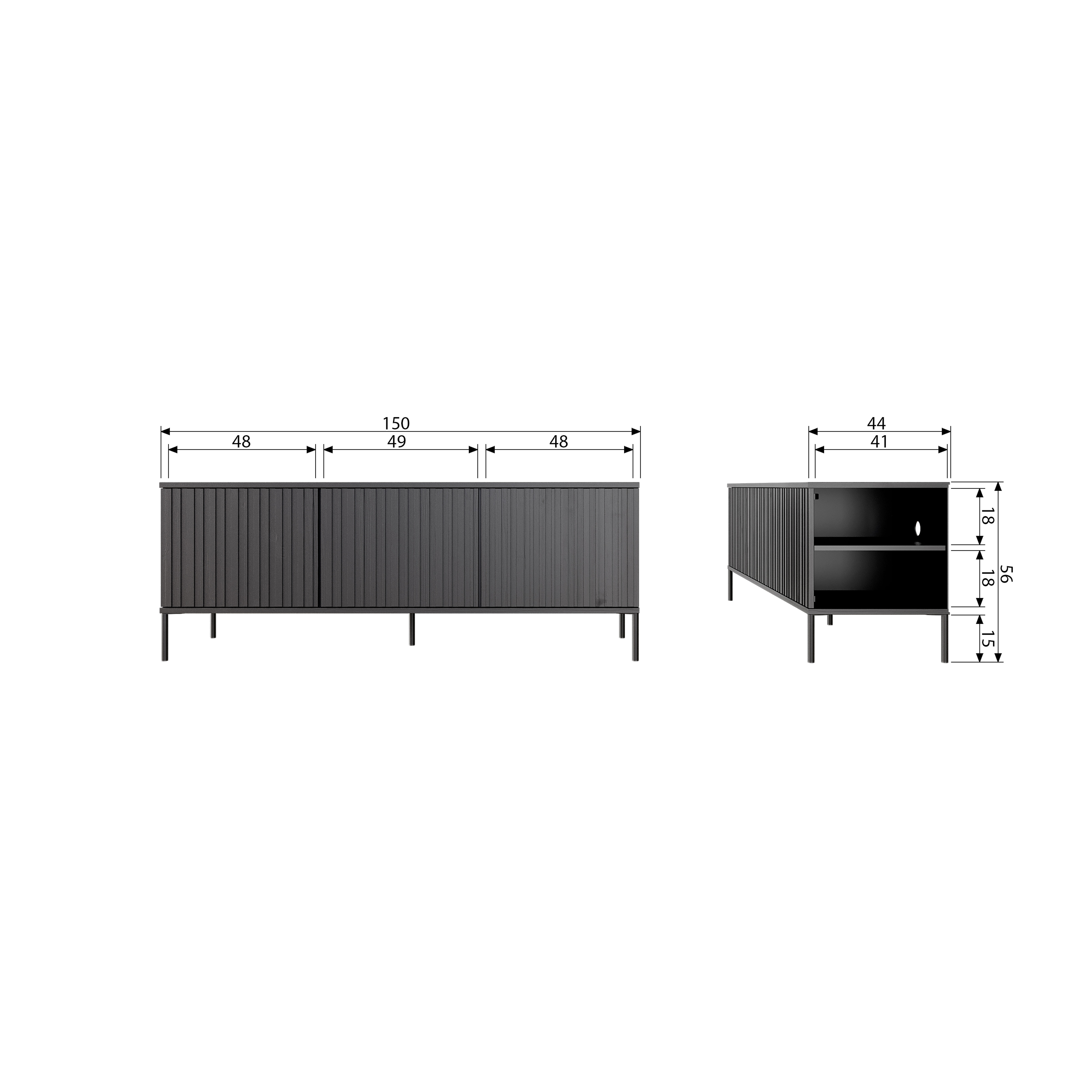 WOOOD TV-meubel 'New Gravure' Grenenhout, 150cm, kleur Dust