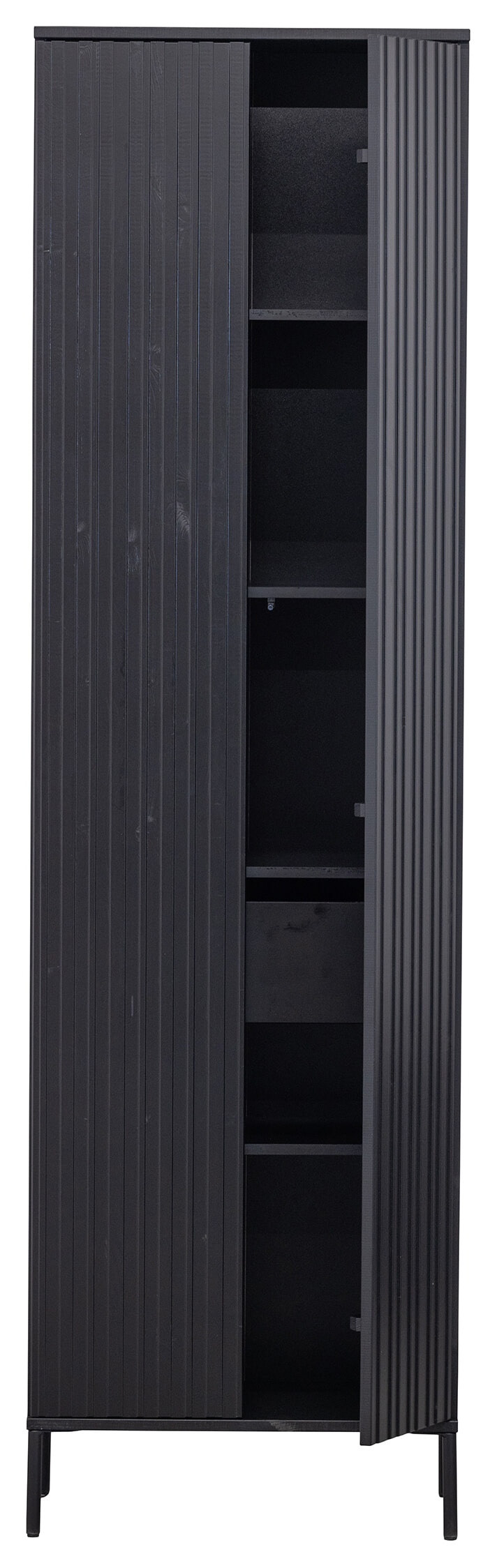 WOOOD Opbergkast 'New Gravure' Grenen, 210 x 60cm, kleur Zwart