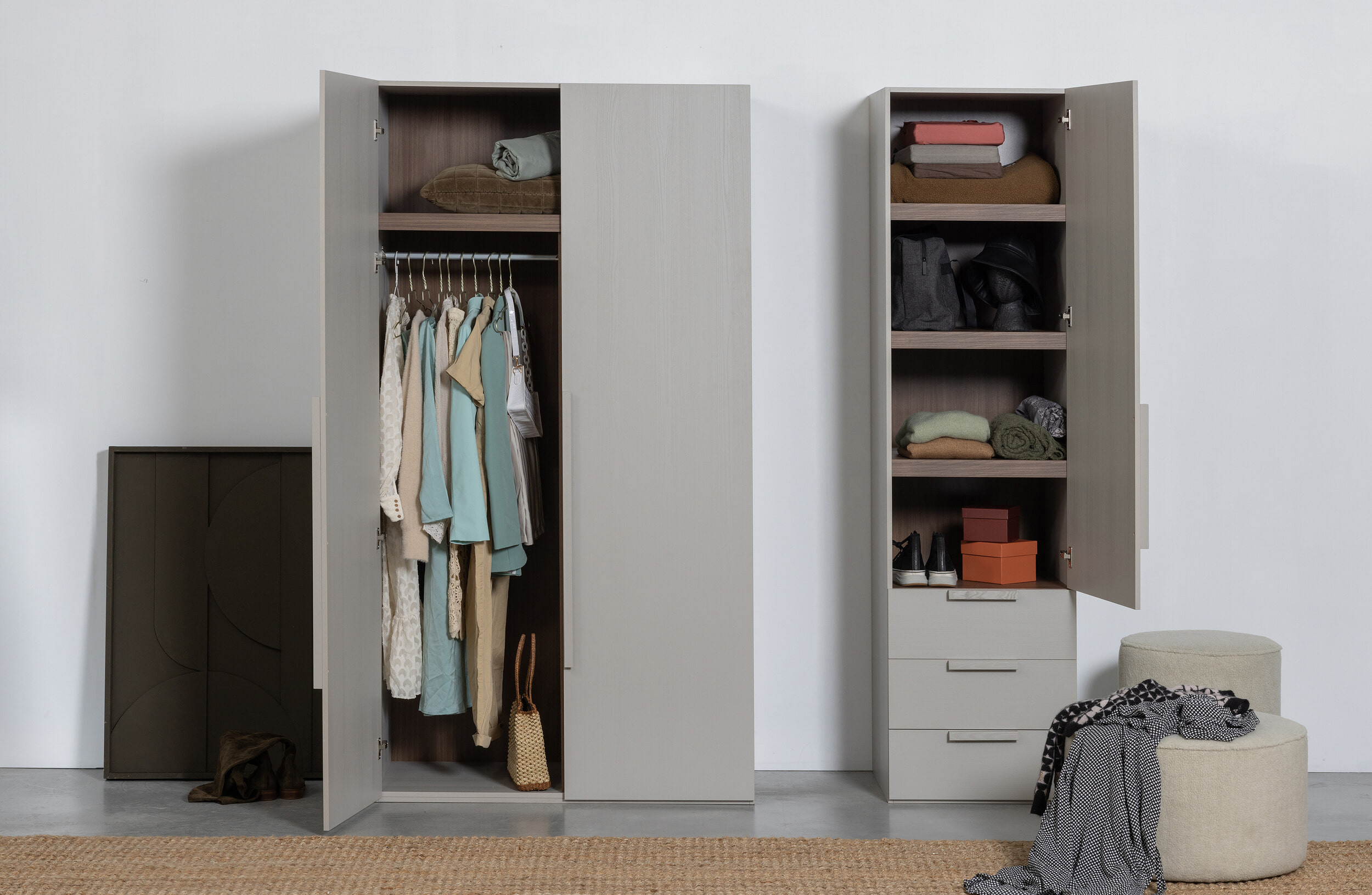 WOOOD Kledingkast 'Rens' 1-deurs, kleur Pebble Grey