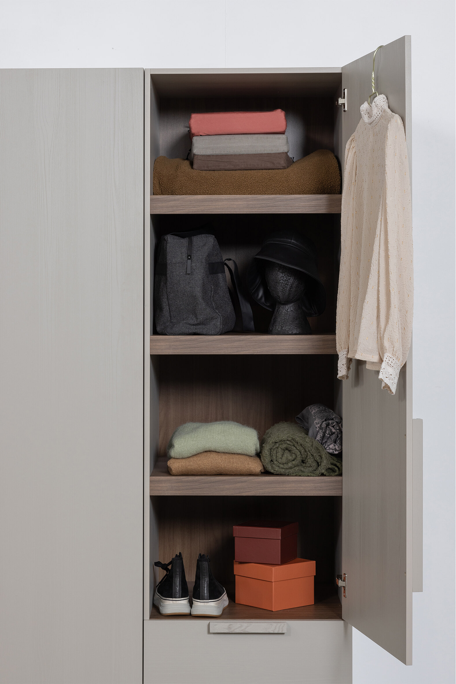 WOOOD Kledingkast 'Rens' 1-deurs, kleur Pebble Grey
