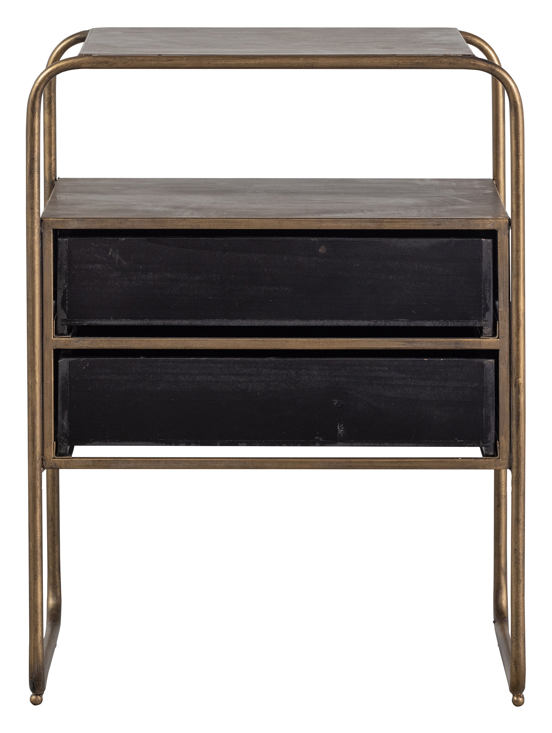 WOOOD Nachtkastje/Ladekast 'Polite' Met 2 lades, kleur Antique Brass