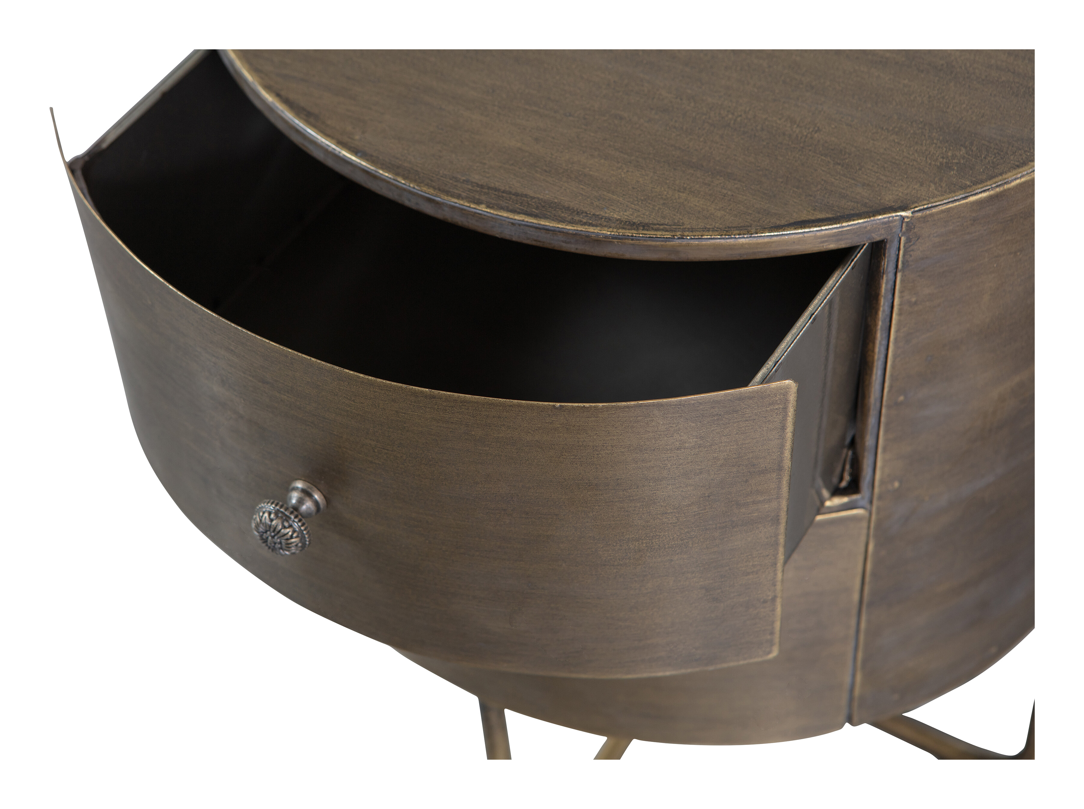 WOOOD Nachtkastje 'Glossy' Met 2 lades, kleur Antique Brass