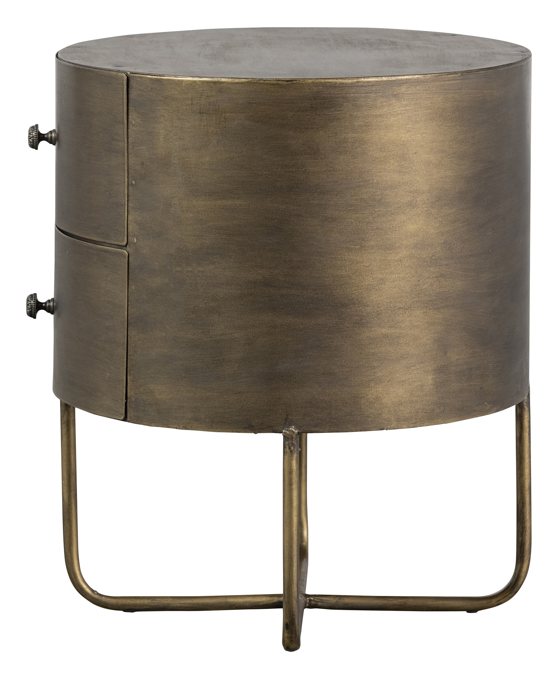 WOOOD Nachtkastje 'Glossy' Met 2 lades, kleur Antique Brass