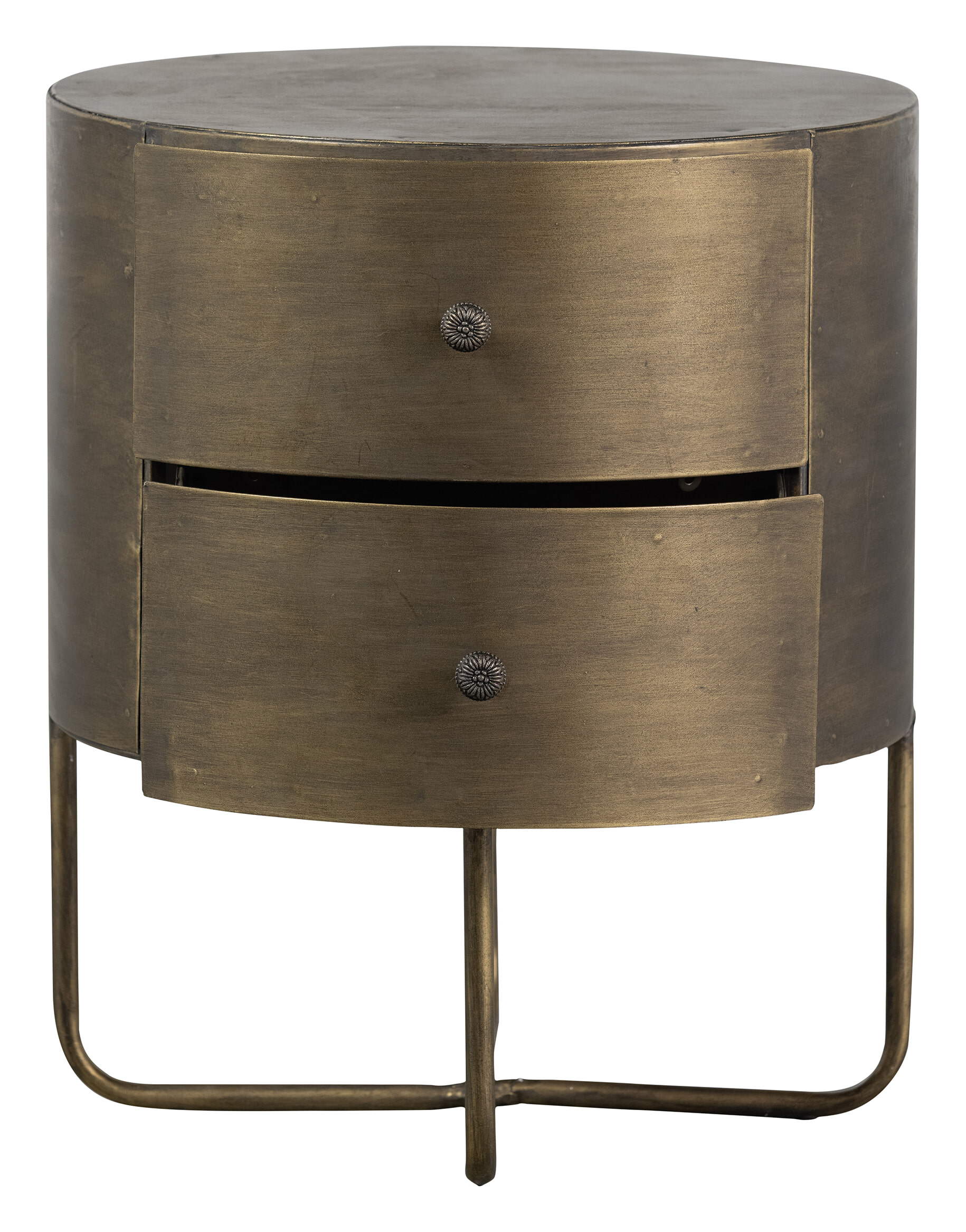 WOOOD Nachtkastje 'Glossy' Met 2 lades, kleur Antique Brass