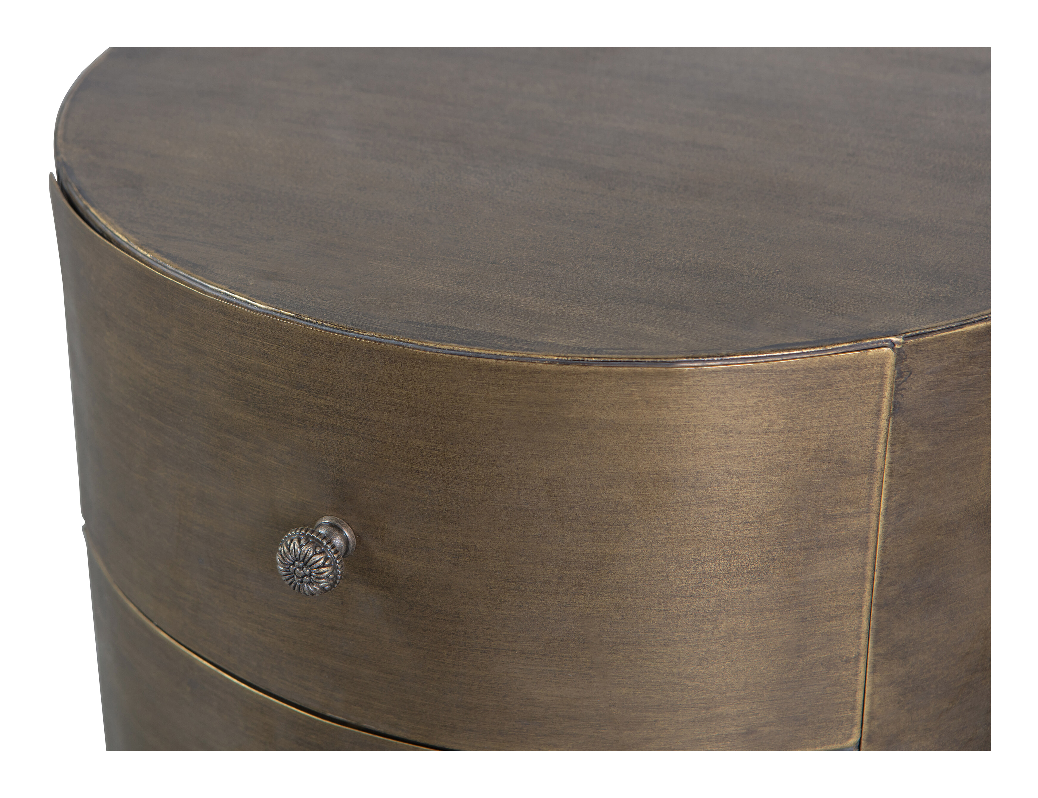 WOOOD Nachtkastje 'Glossy' Met 2 lades, kleur Antique Brass