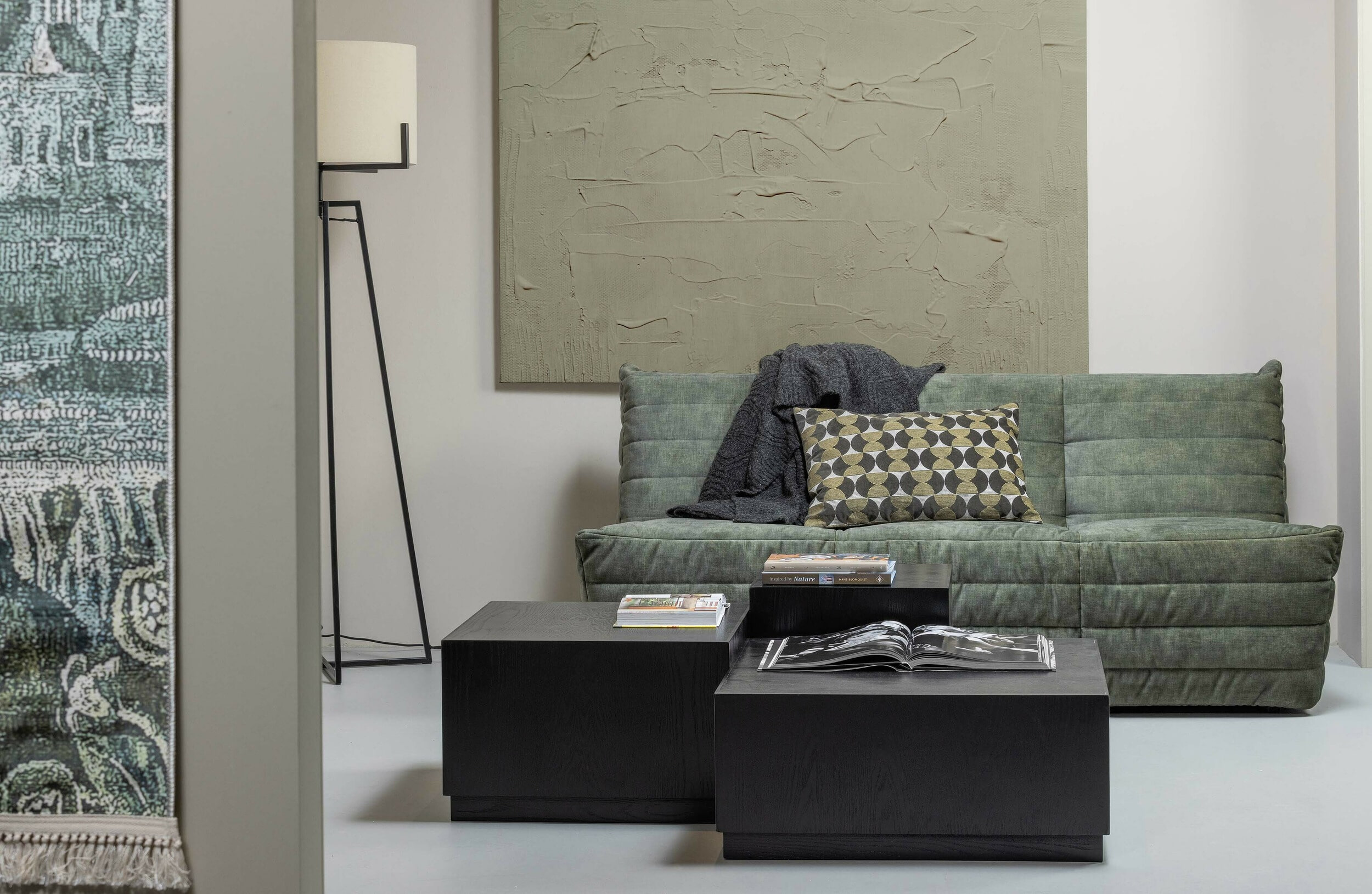 WOOOD Bijzettafel 'Pim' Essen, Set van 3 stuks, kleur zwart